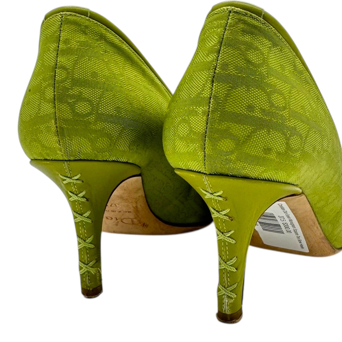 Christian Dior Green Monogram Square Toe Bow Heels