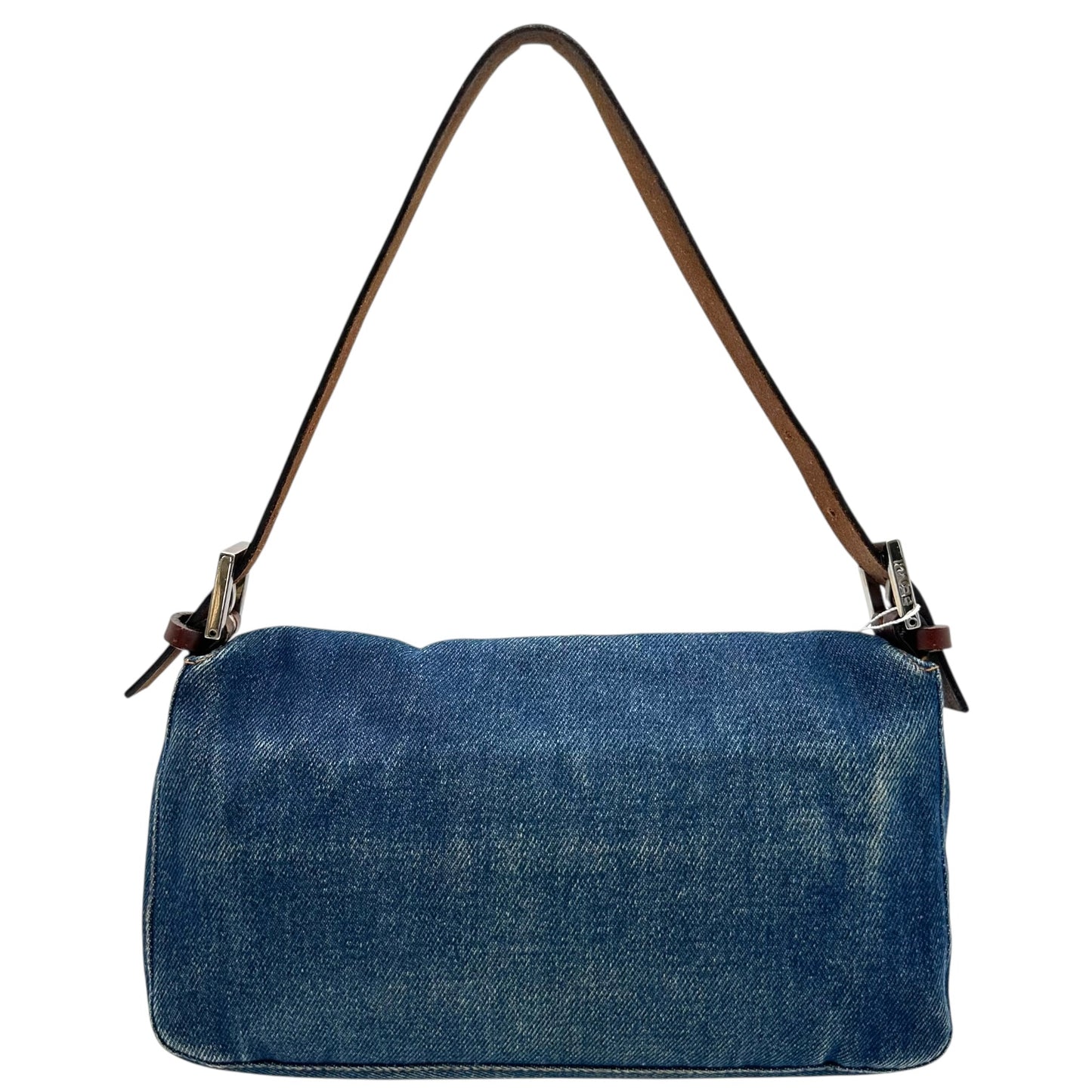 Fendi Denim & Brown Leather Baguette Bag
