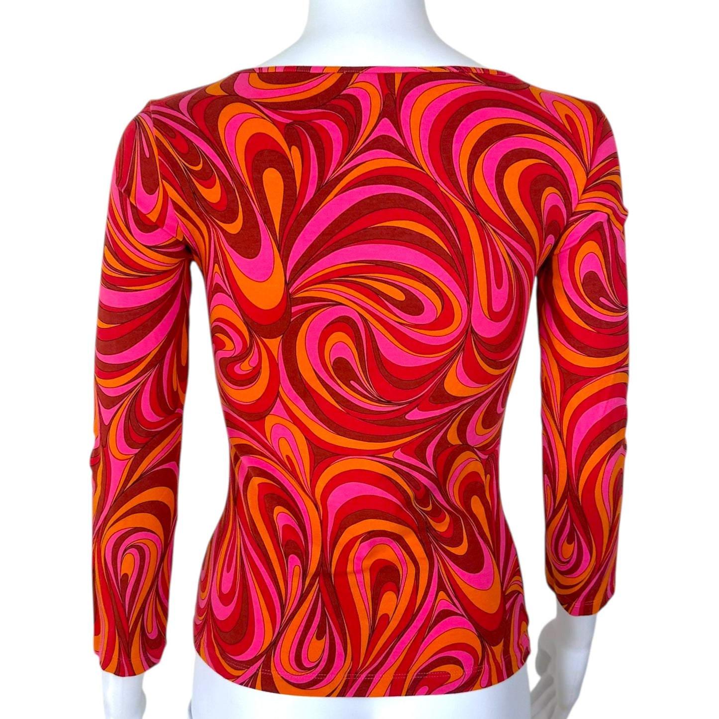 Celine by Michael Kors Pink & Orange Swirl Print Blouse
