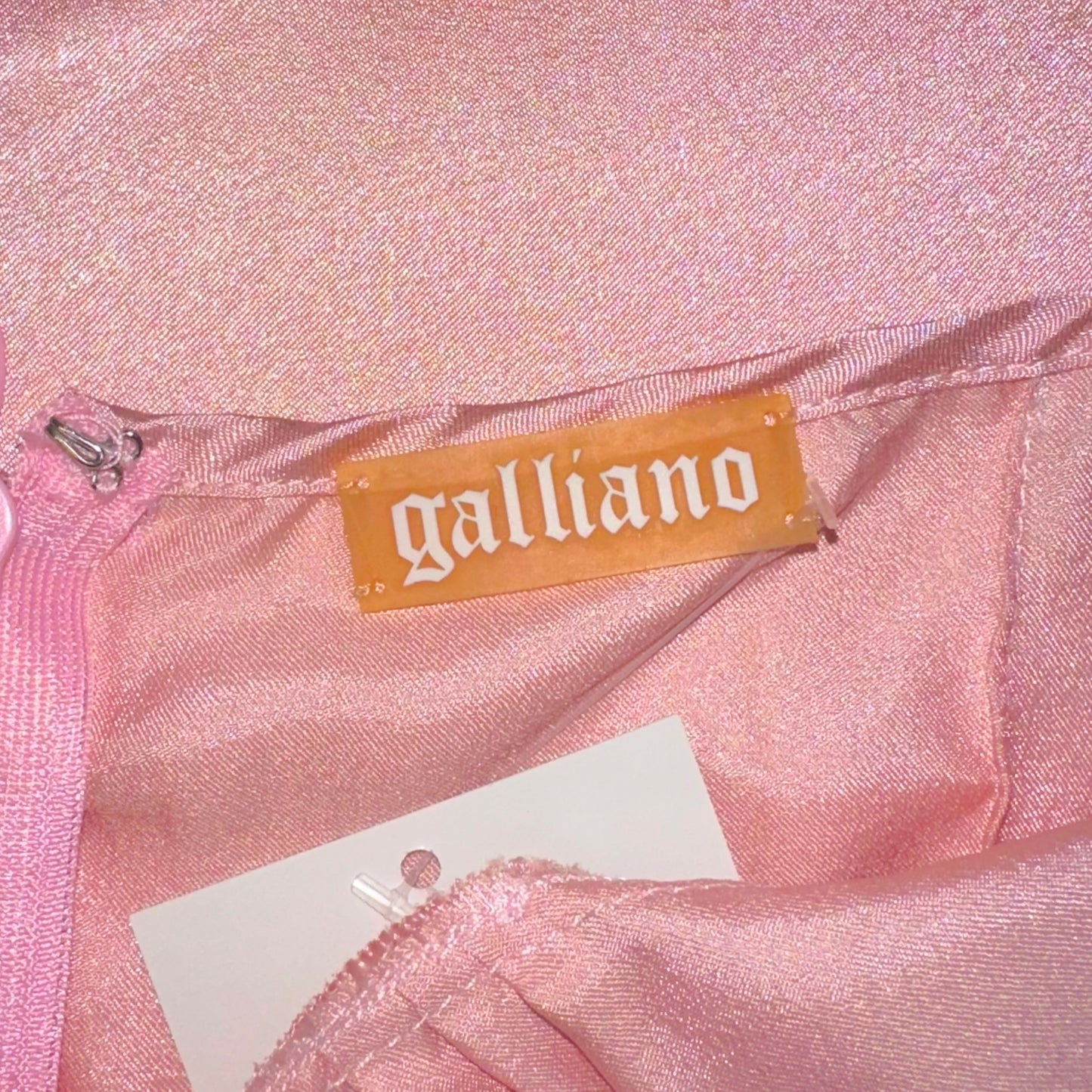 Galliano Pink Silk Slip Midi Dress