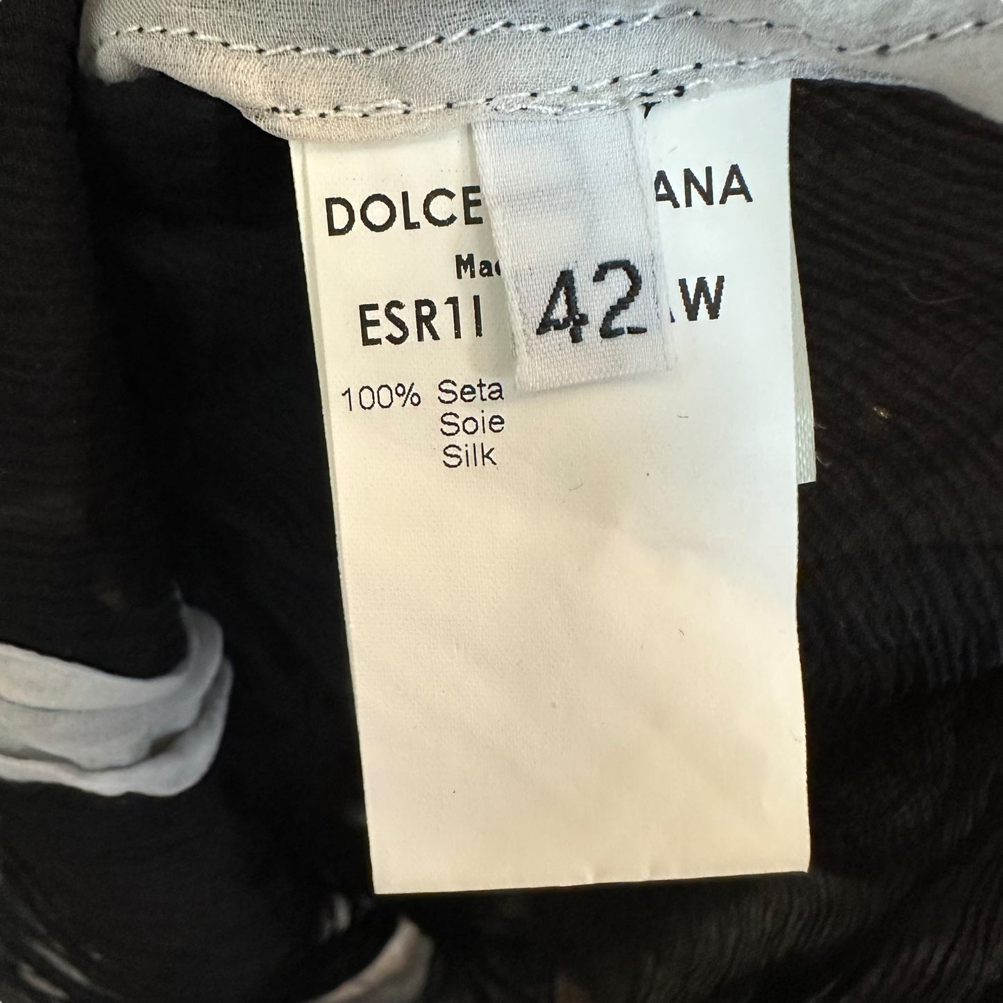 Dolce & Gabbana Black Silk Sheer Ruffle Trim Blouse NEW - Outfit Repeater