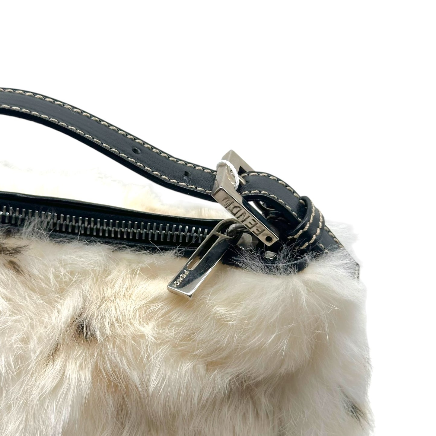Fendi Pochette Bag White Spotted Rabbit Fur