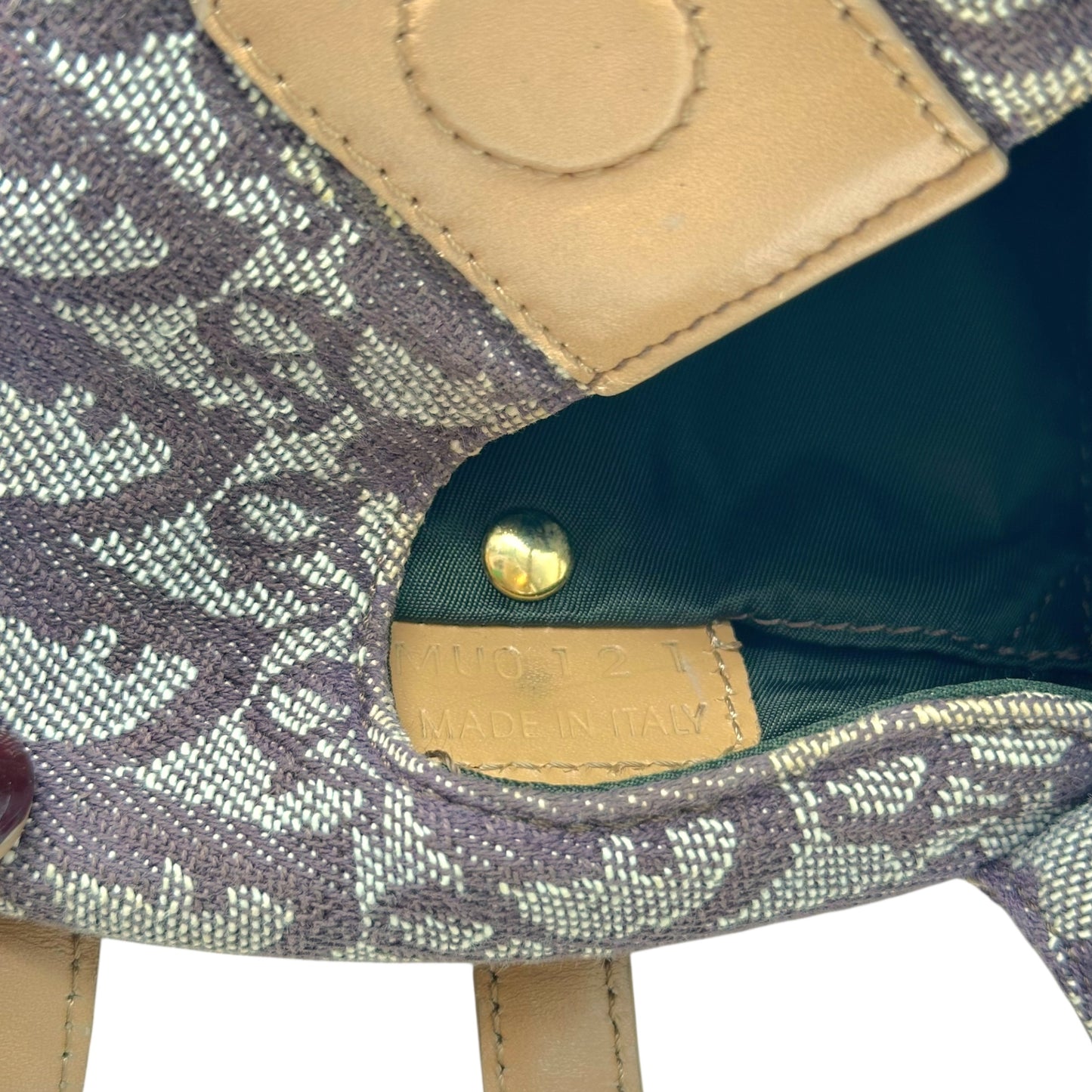 Christian Dior Burgundy Trotter Monogram & Tan Leather Dumpling Bag