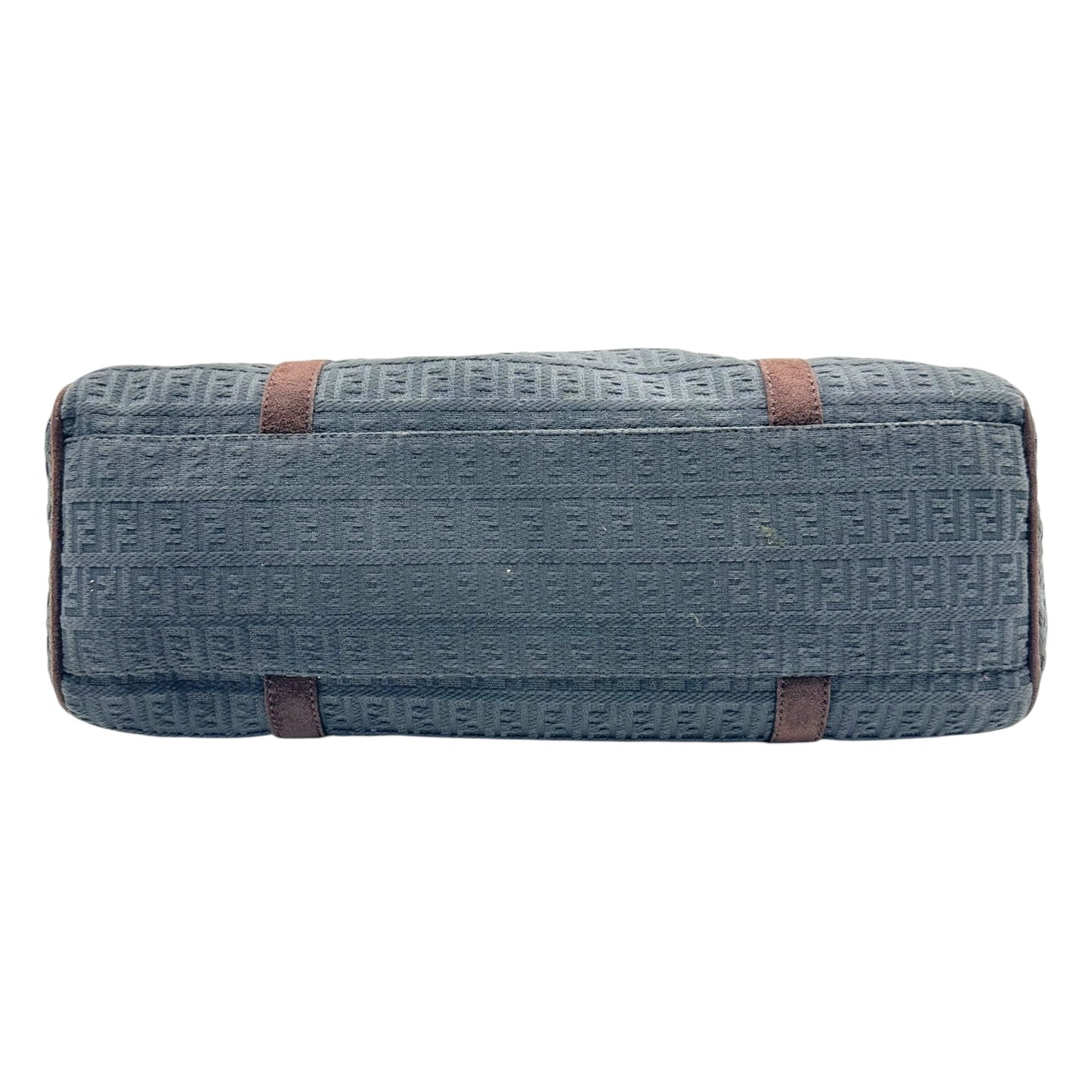 Fendi Brown Suede & Navy Chenille Zucca Shoulder Bag