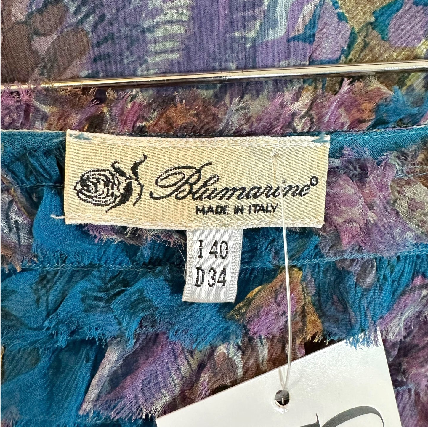 Blumarine Blue & Purple Floral Print Ruffle Trim Silk Midi Skirt - Outfit Repeater