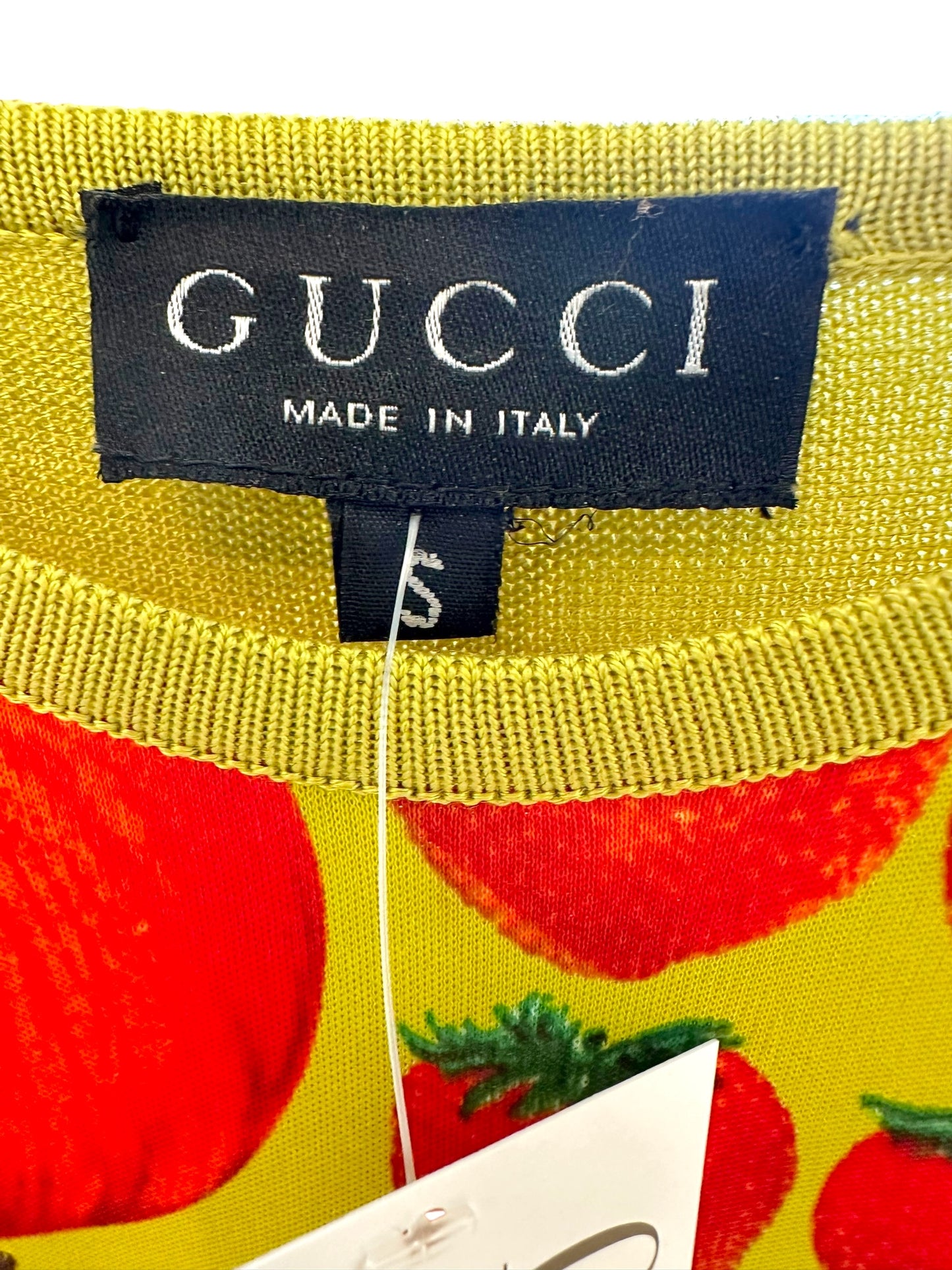 Gucci by Tom Ford S/S 1996 Green Fruit Print Silk T-Shirt