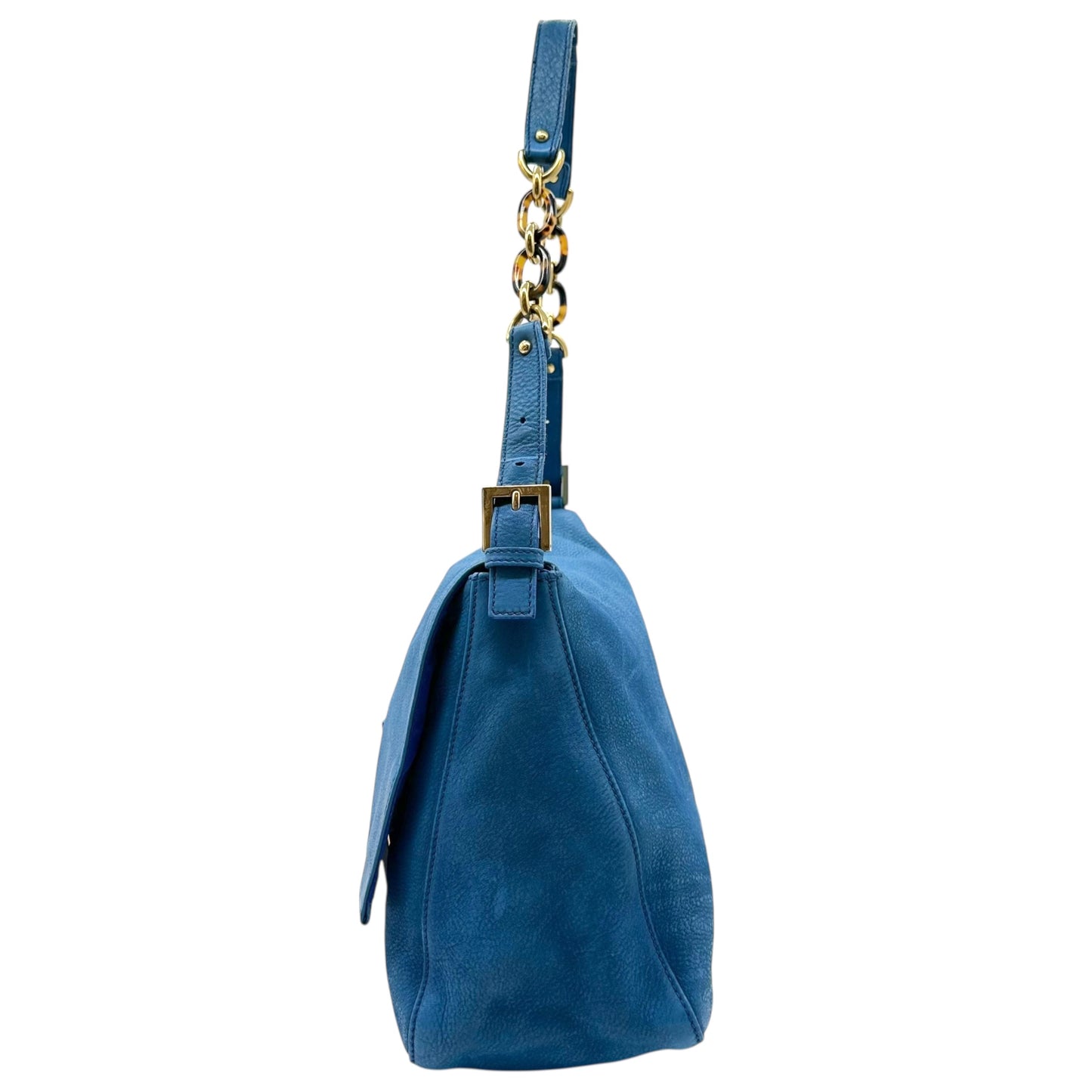 Fendi Blue Leather Large Mama Baguette Bag