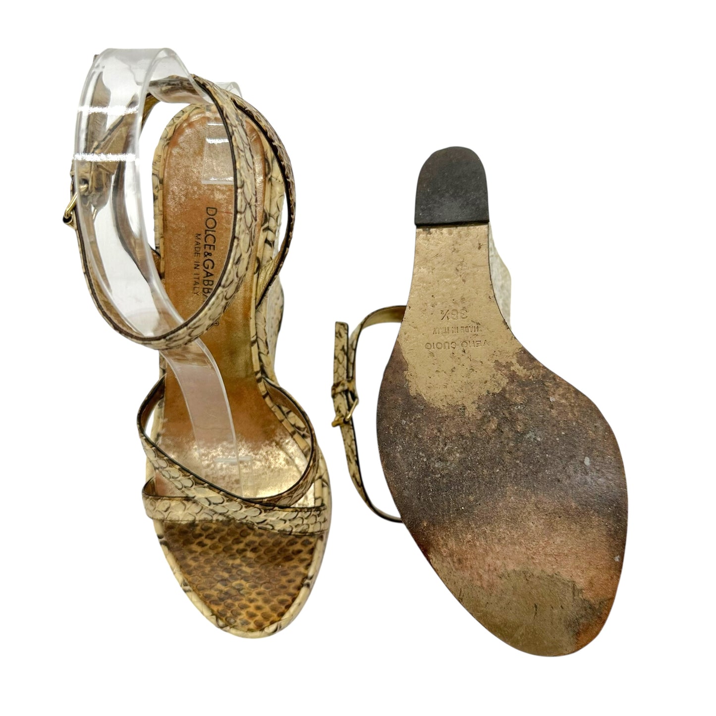 Dolce & Gabbana Ivory Snakeskin Wedge Sandals
