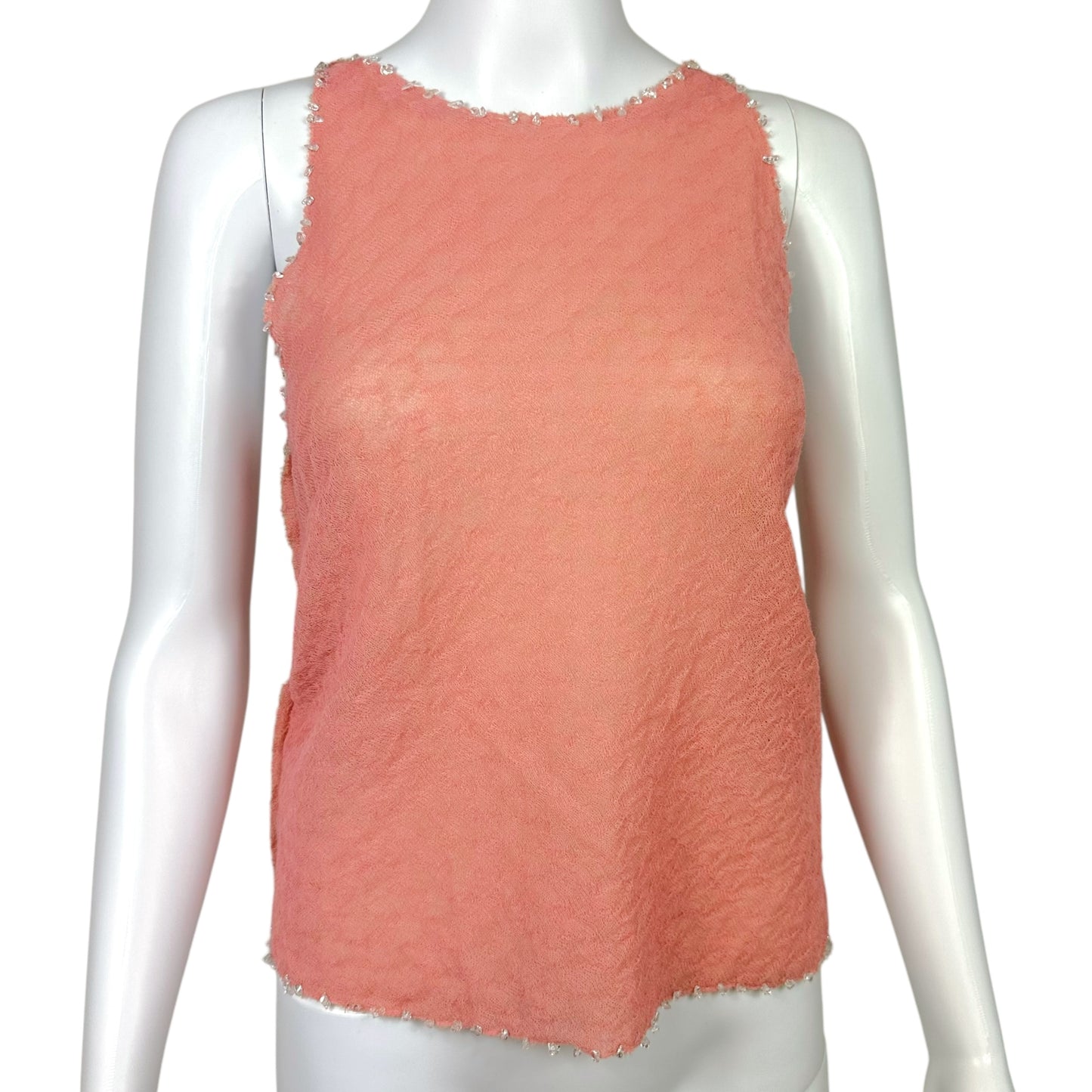 Fendi by Karl Lagerfeld Pink Beaded Knit Tank Blouse NEW