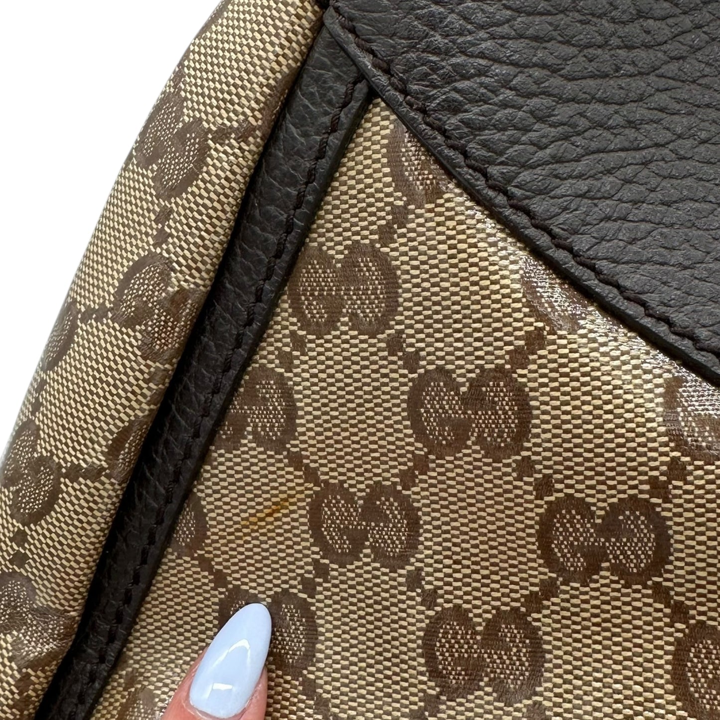 Gucci Tan Coated Canvas Monogram Abby Shoulder Bag