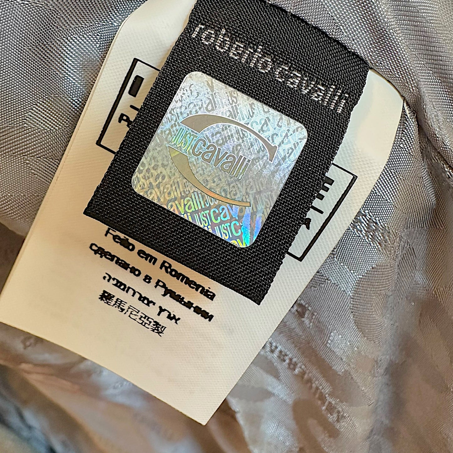 Just Cavalli Roberto Cavalli Metallic Silver & Gray Studded Suede Moto Jacket NEW