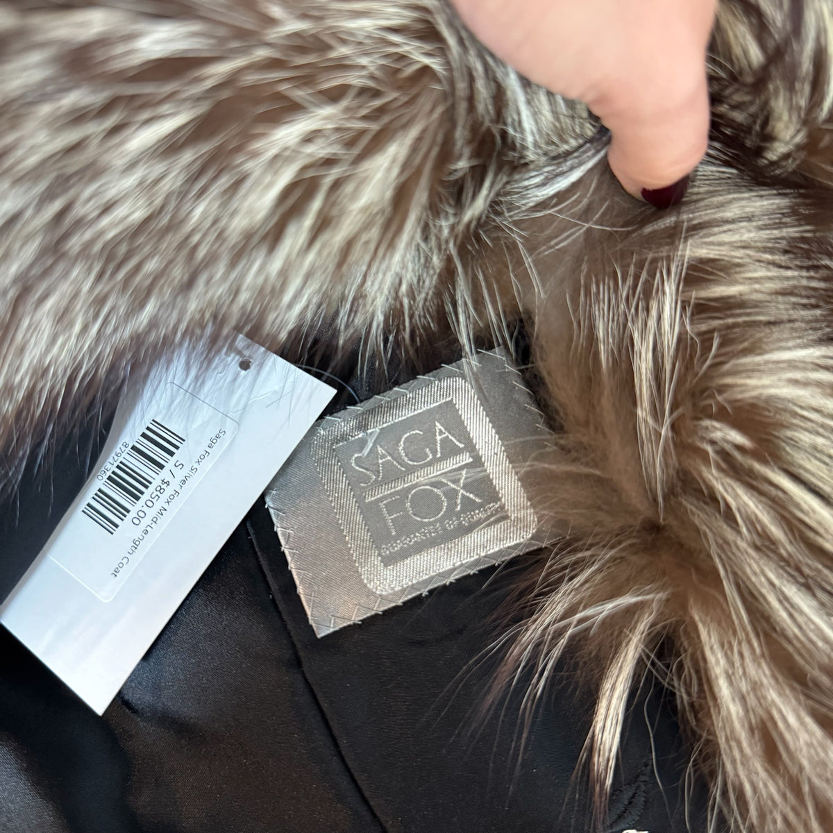 Saga Fox Silver Fox Mid-Length Coat