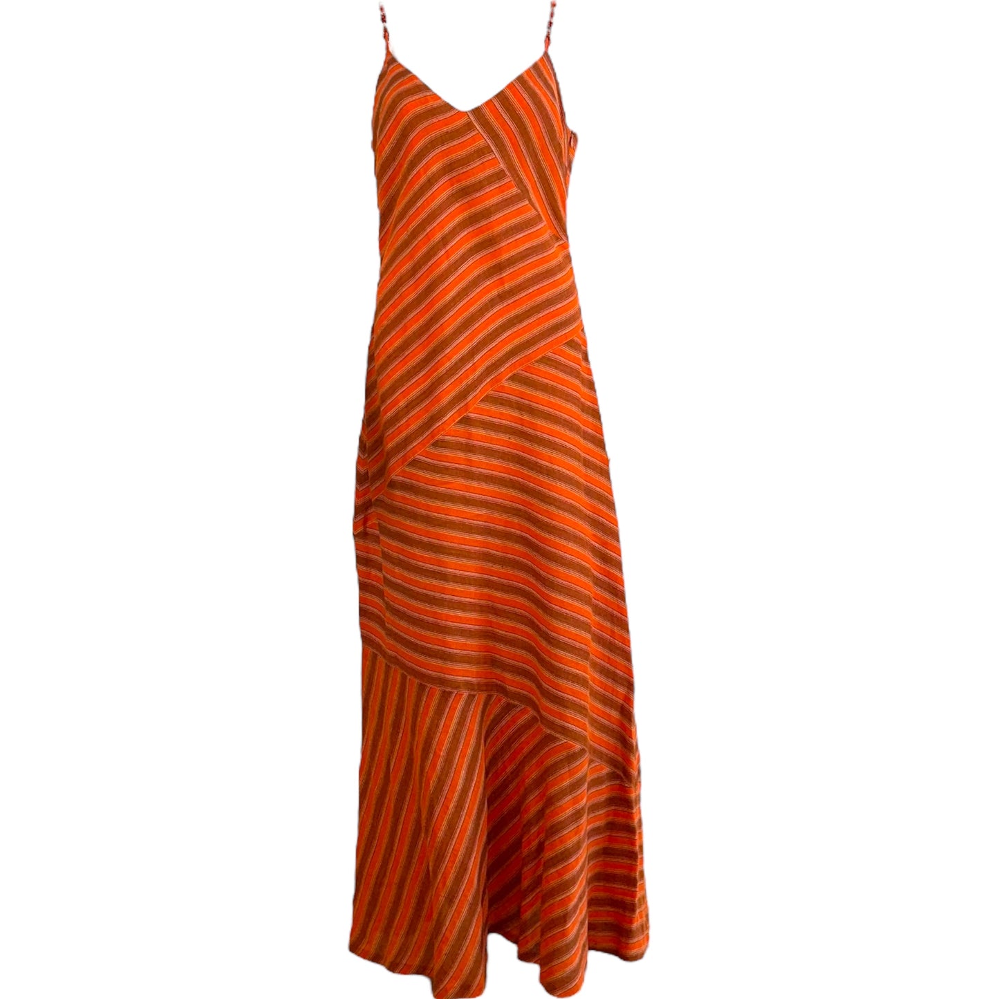 M Missoni Orange Striped Beaded Maxi Dress