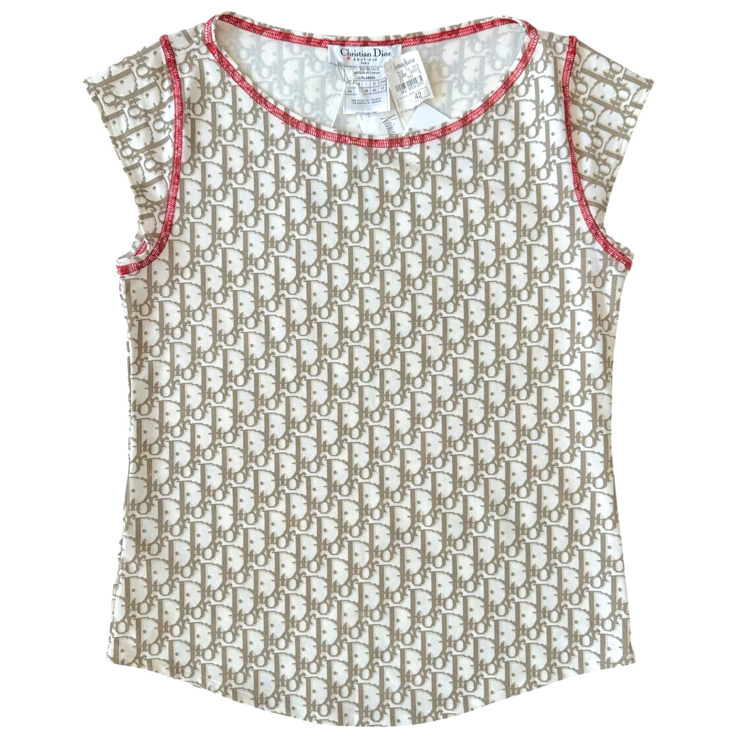 Christian Dior White & Brown Trotter Monogram T-Shirt NEW