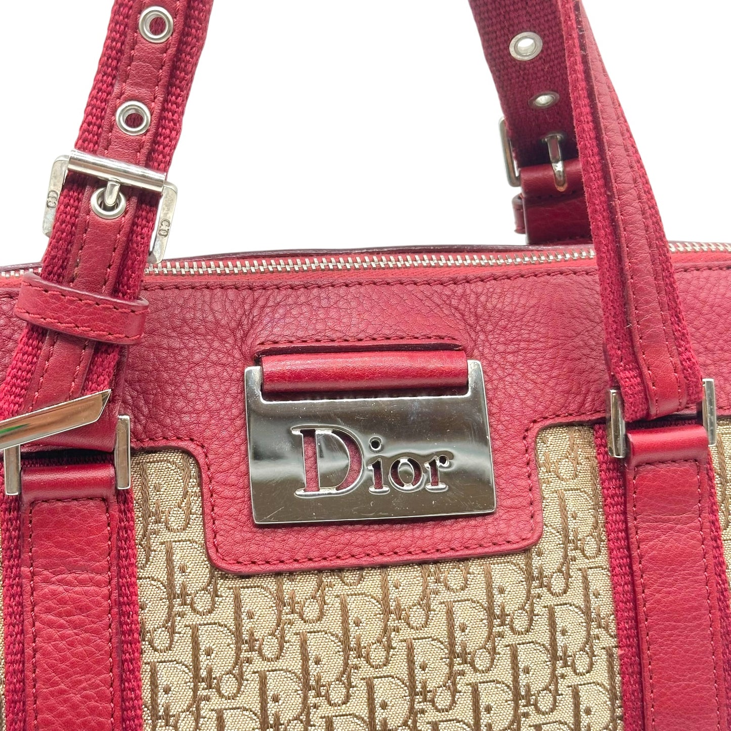 Christian Dior Burgundy & Tan Trotter Monogram Street Chic Small Bowler Bag