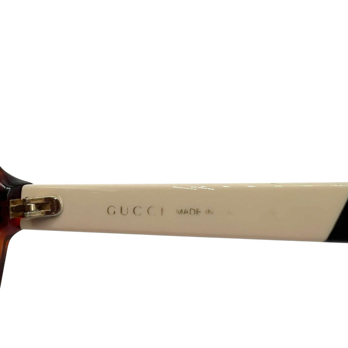 Gucci Tortoise & White Monogram Side Oversized Aviator Sunglasses w/ Case