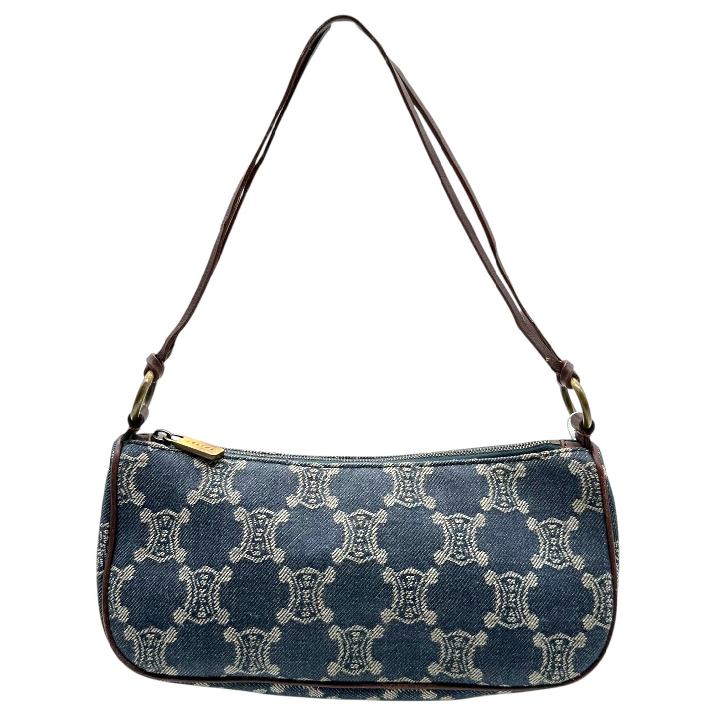 Celine Denim Triomphe Monogram Pochette Shoulder Bag