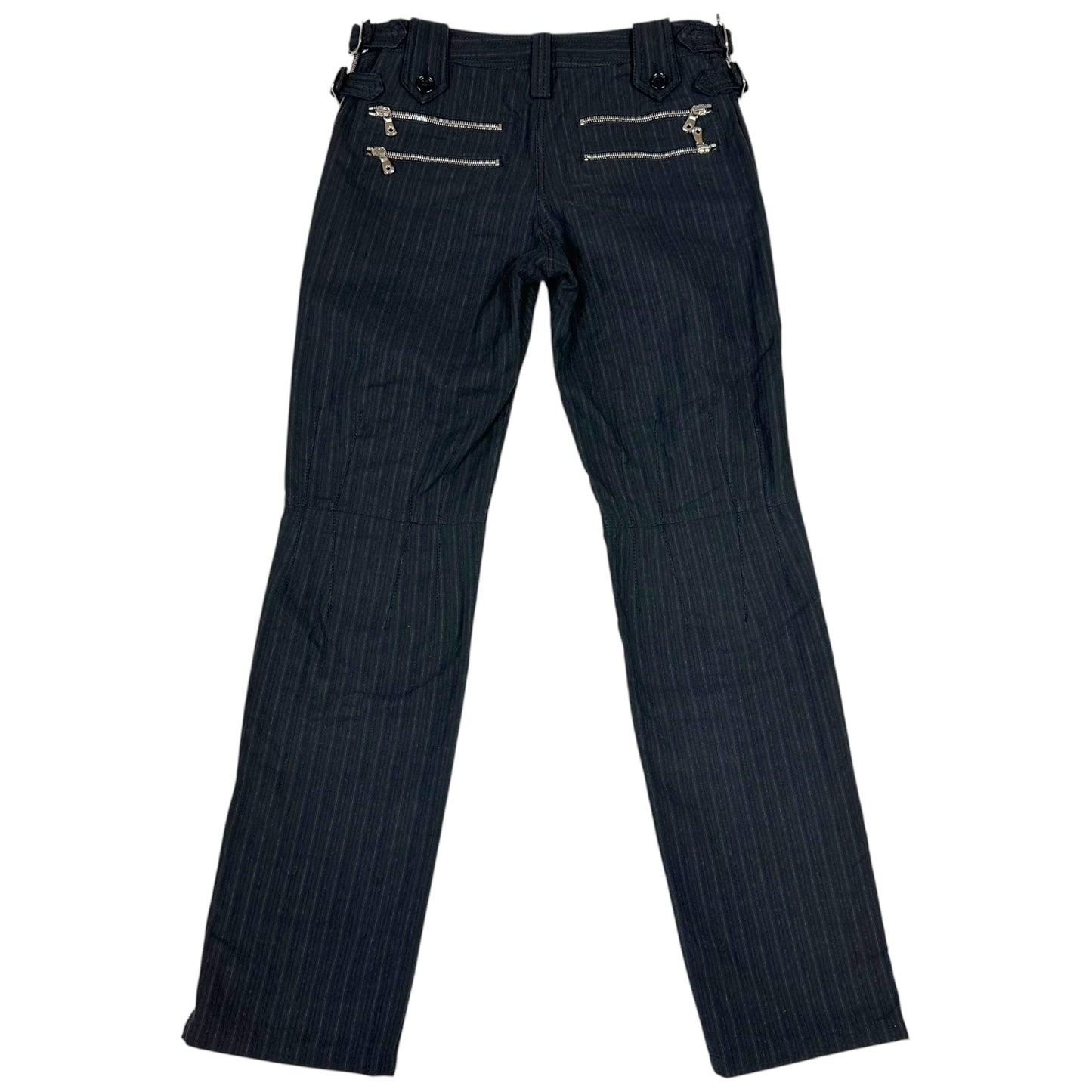 Dolce & Gabbana Black Striped Low Rise Buckle & Zip Pants