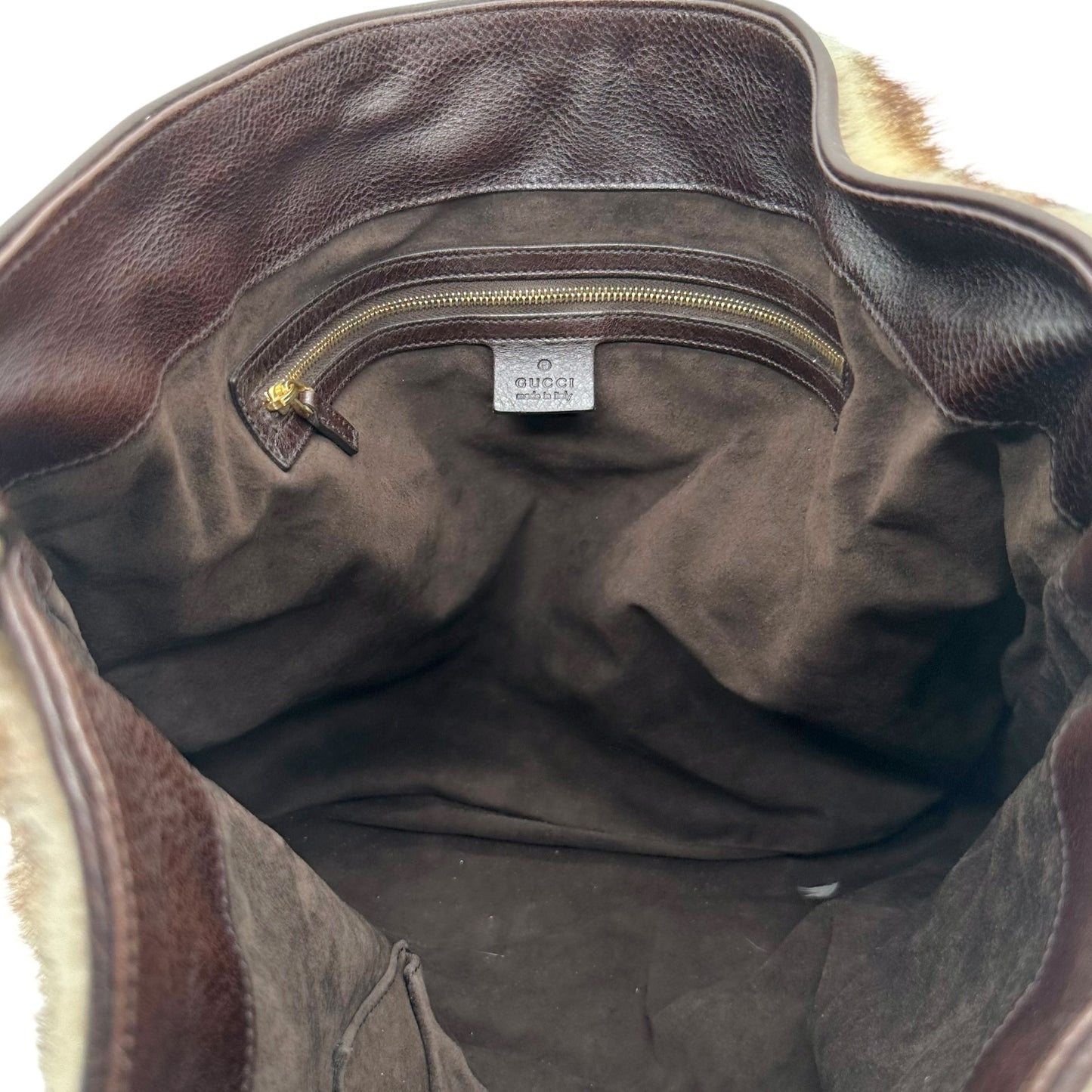 Gucci Leopard Print Fur Large Signoria Hobo Bag