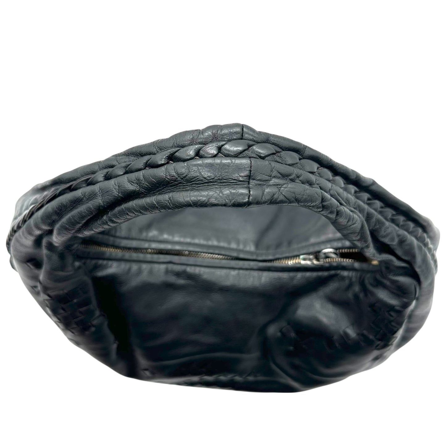Bottega Veneta Black Intrecciato Woven Patchwork Hobo Bag