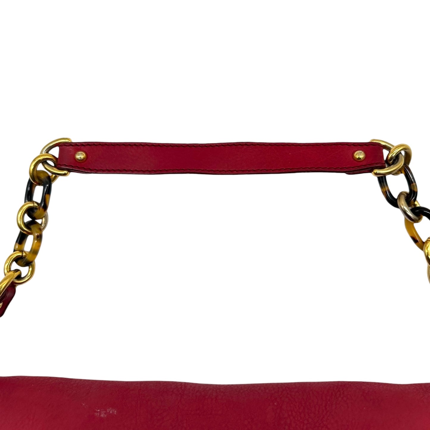 Fendi Red Nubuck & Burl Wood Big Mama Baguette Bag - Outfit Repeater