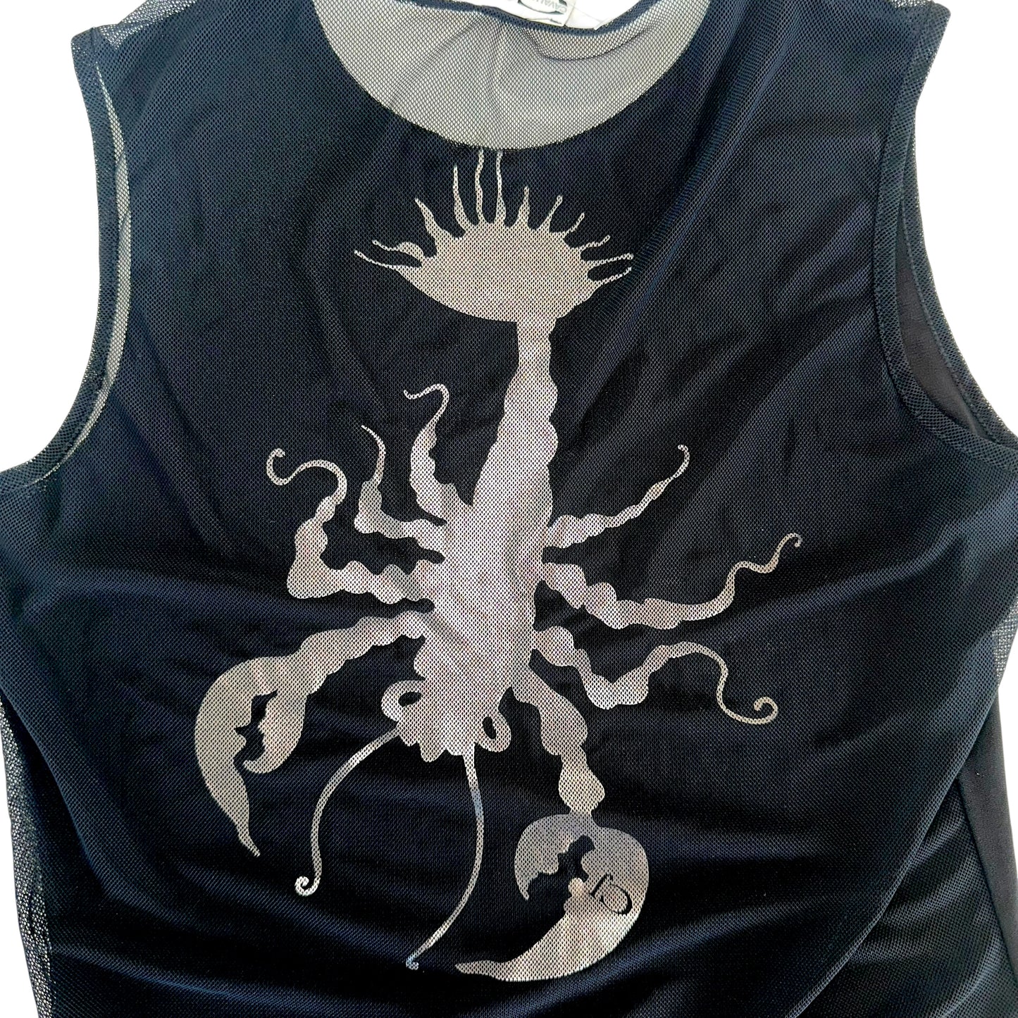 Roberto Cavalli Jeans Black & Silver Scorpio Mesh Back Tank Top