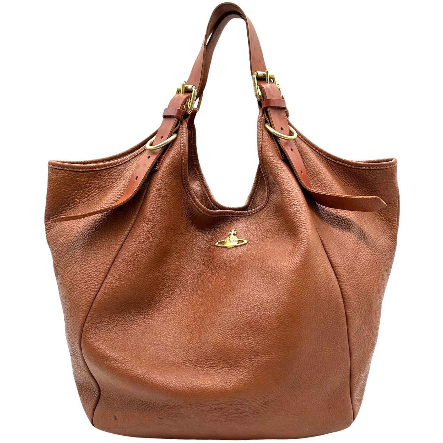 Vivienne Westwood Brown Leather Slouchy Hobo Tote Bag