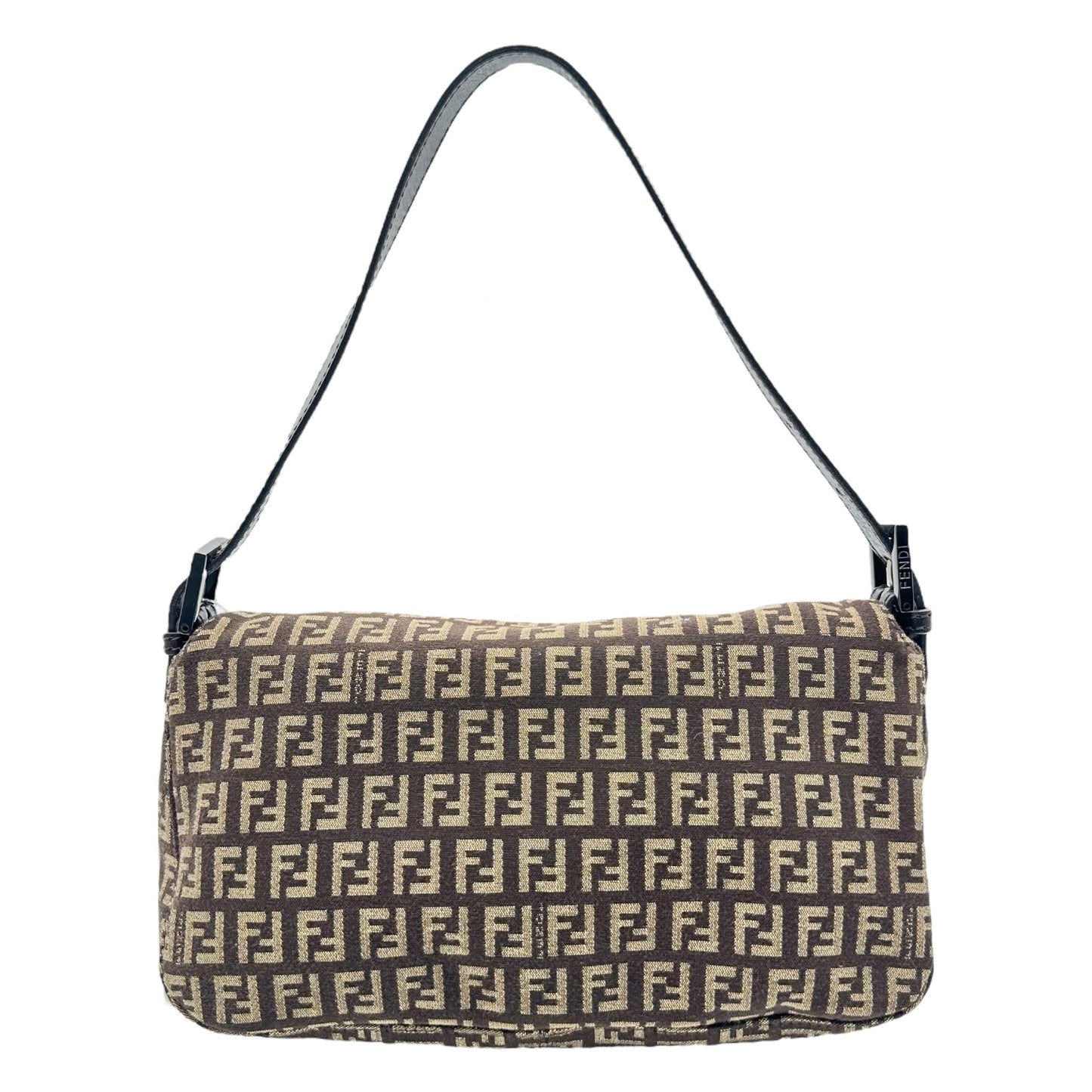 Fendi Brown Zucchino Fold-Over Baguette Bag