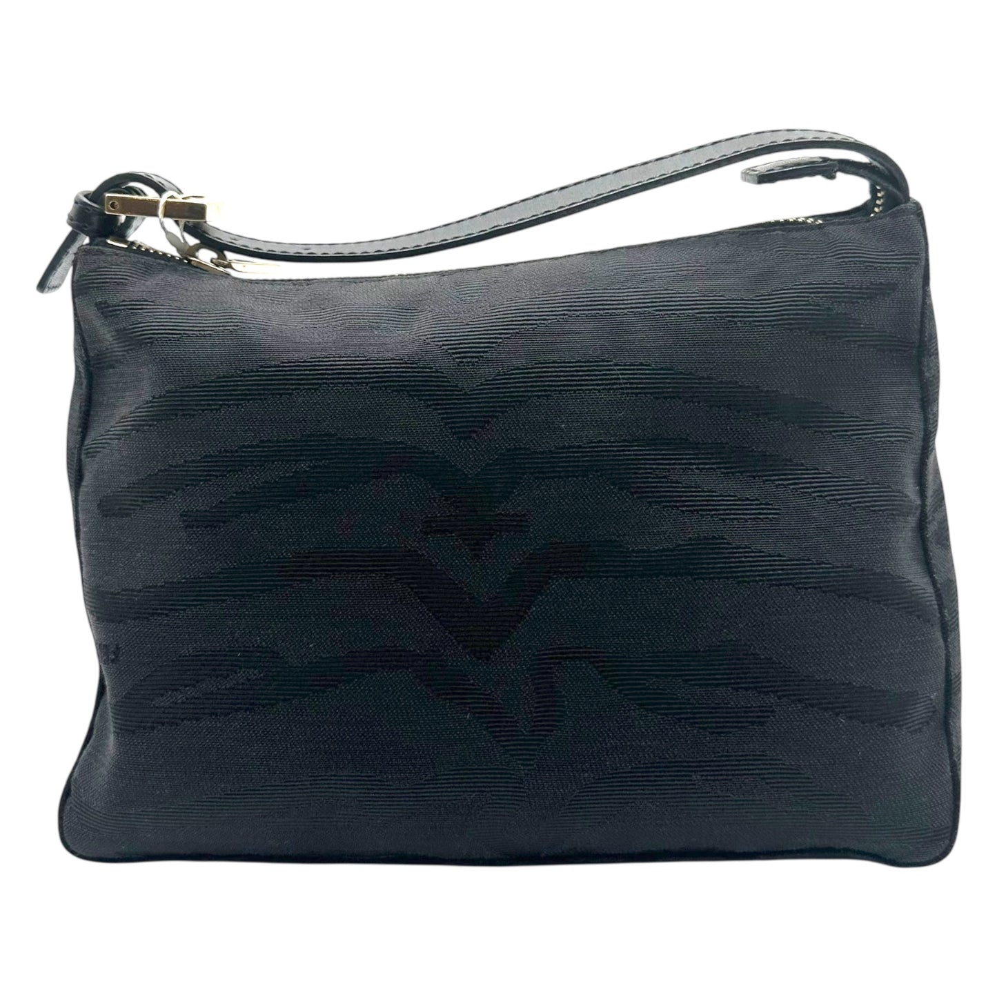 Fendi Black Zebra Print Canvas Pochette Bag