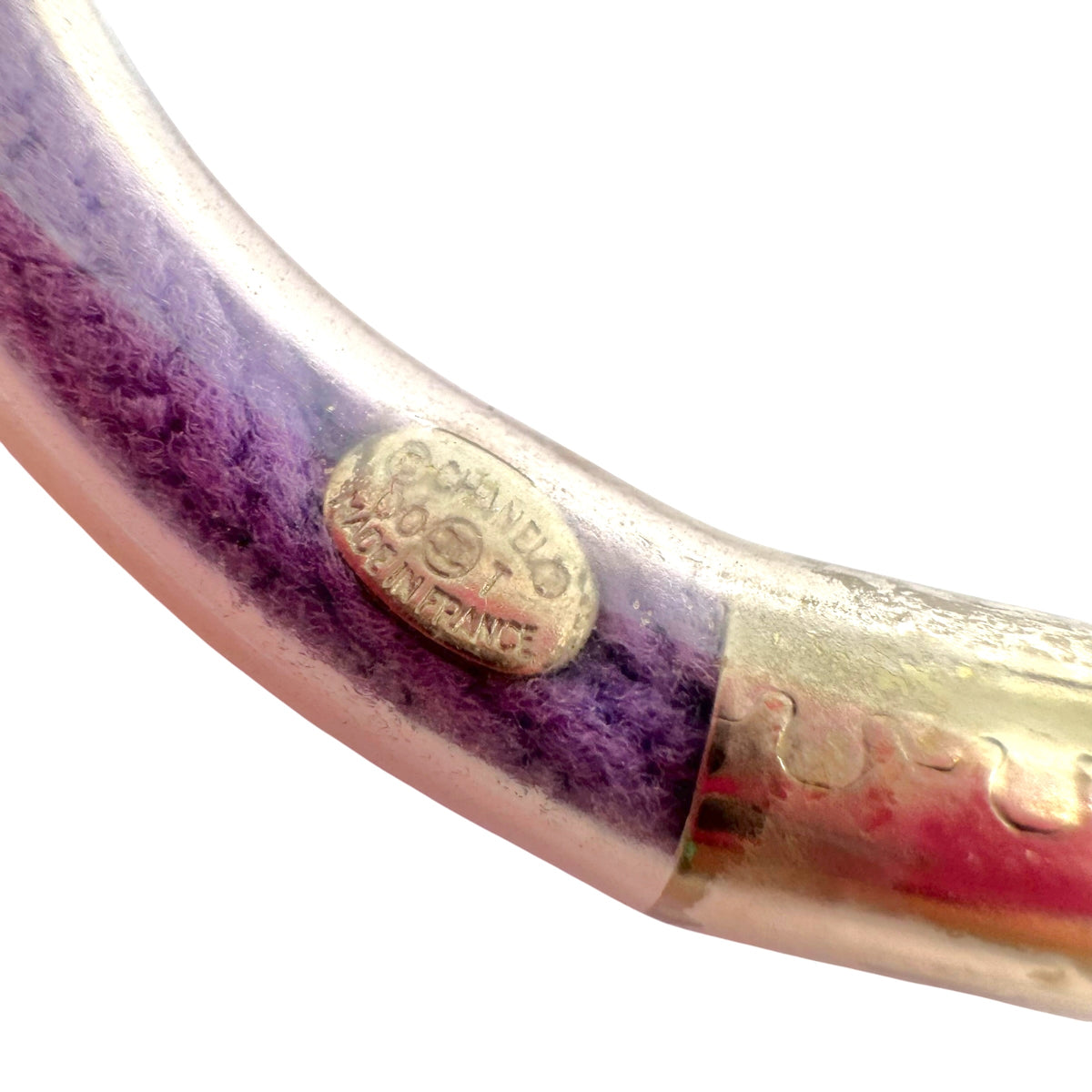 Chanel Cord Bracelet Purple Pink Rubber Coated