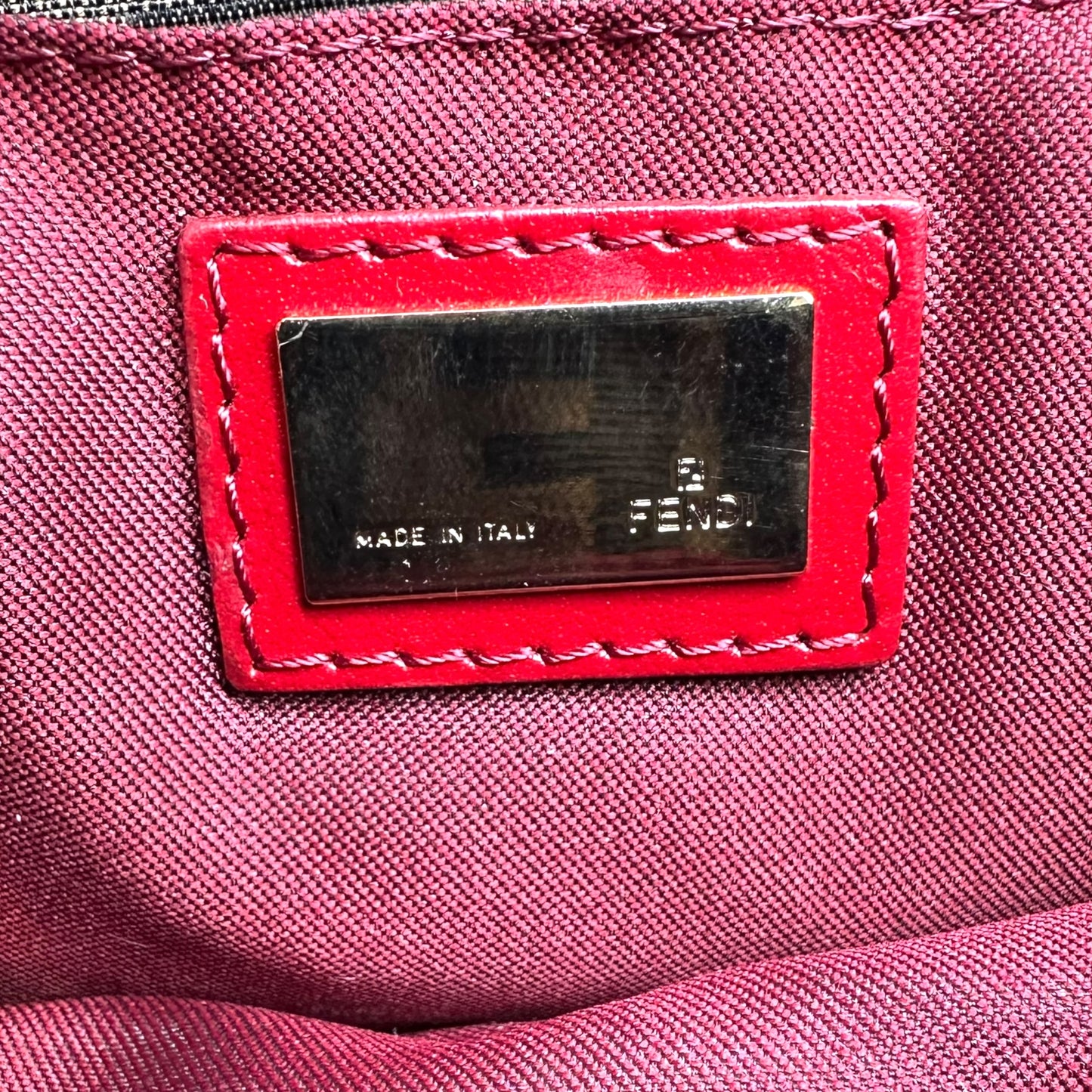 Fendi Red Leather Trim Zucca Monogram Chef Bag - Outfit Repeater