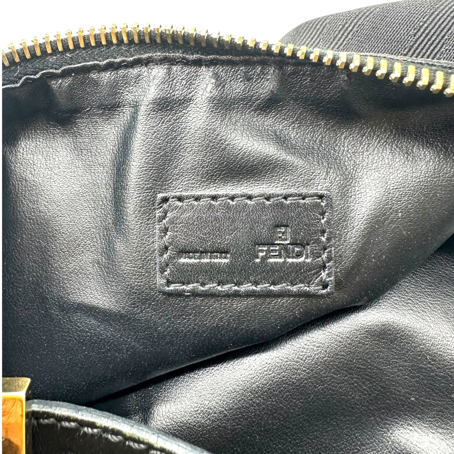 Fendi Black Zebra Print Canvas Pochette Bag