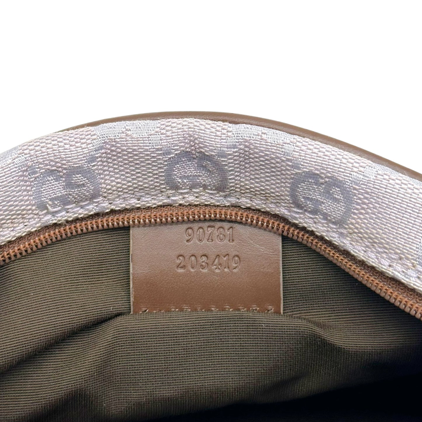 Gucci Lavender Monogram Canvas & Brown Leather Crescent Pochette Mini Bag