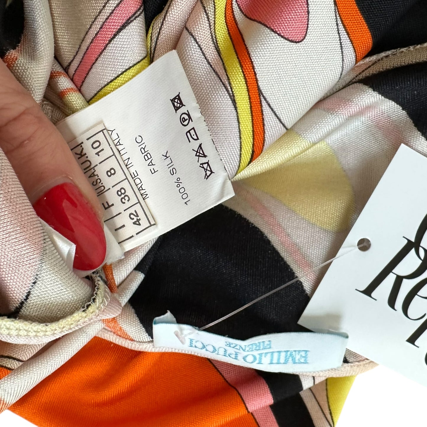 Emilio Pucci Orange Printed Silk Flare Sleeve Top - Outfit Repeater