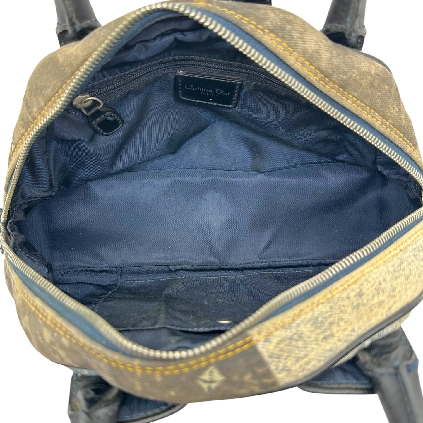 Christian Dior Miss Diorella Denim Printed Double Saddle Bowler Bag