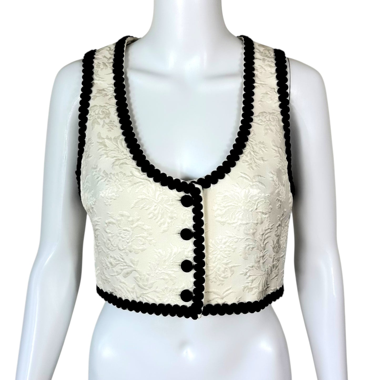 Dolce & Gabbana Black & White Floral Cropped Vest Top
