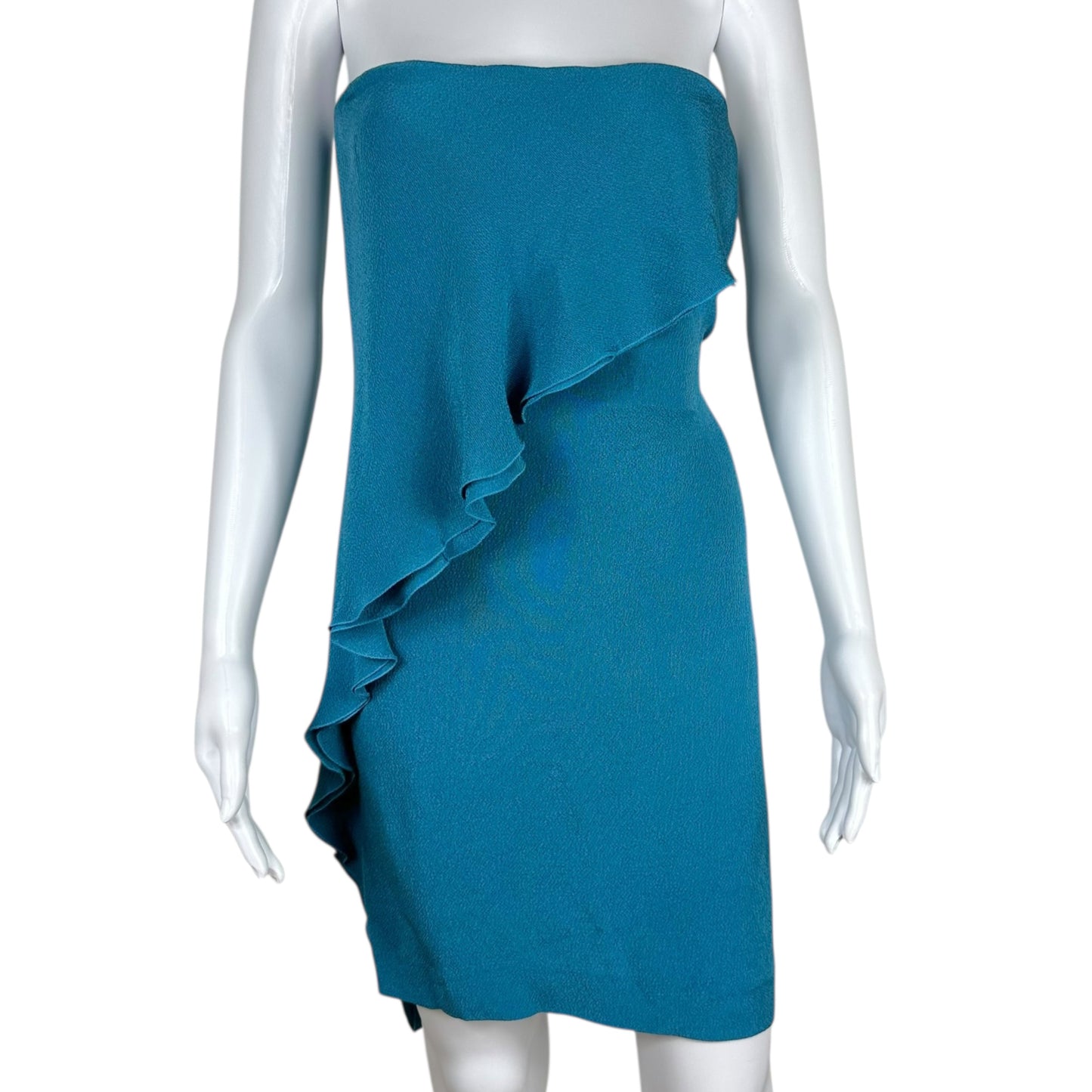 Bottega Veneta Aqua Blue Corseted Silk Mini Dress