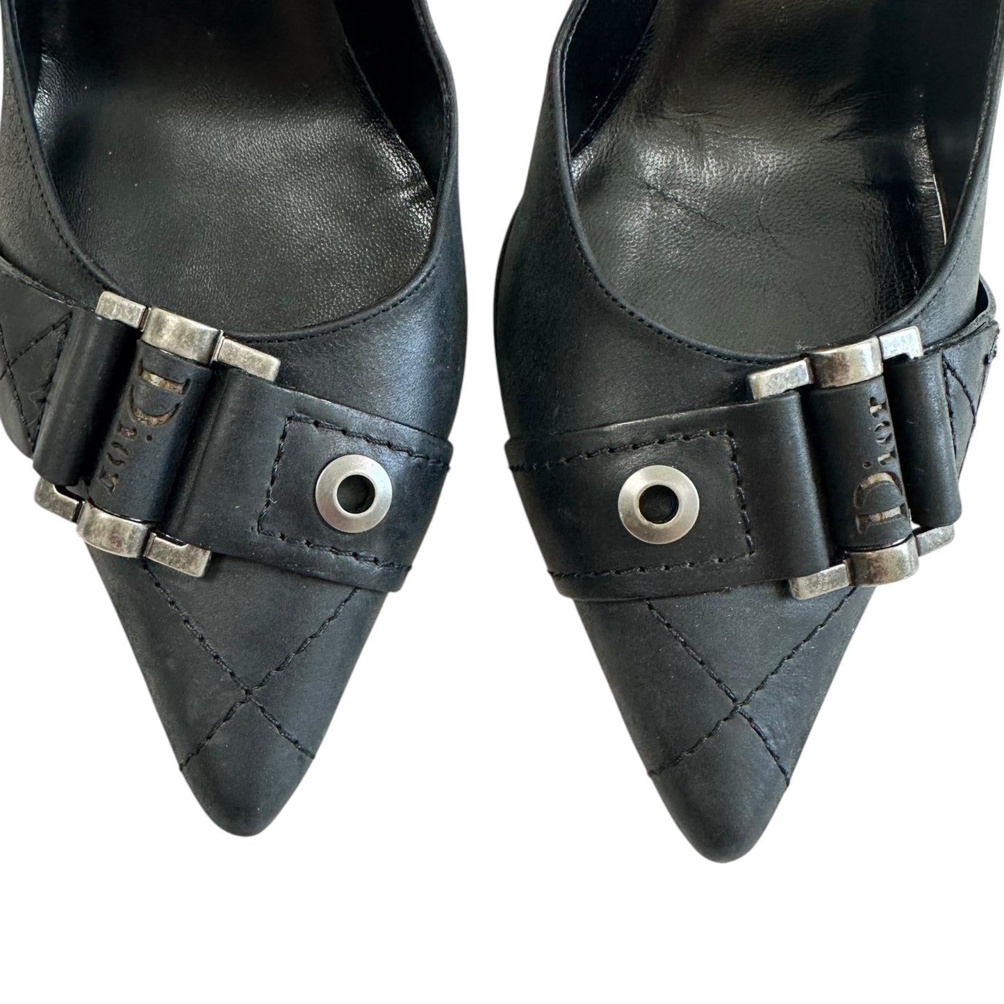 Dior Flight Black Leather Pointed Toe Heels