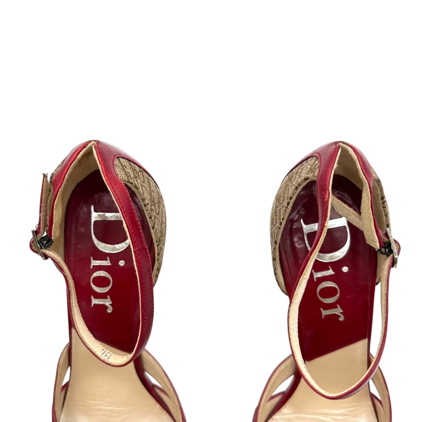 Christian Dior Trotter Monogram & Red Leather Heels
