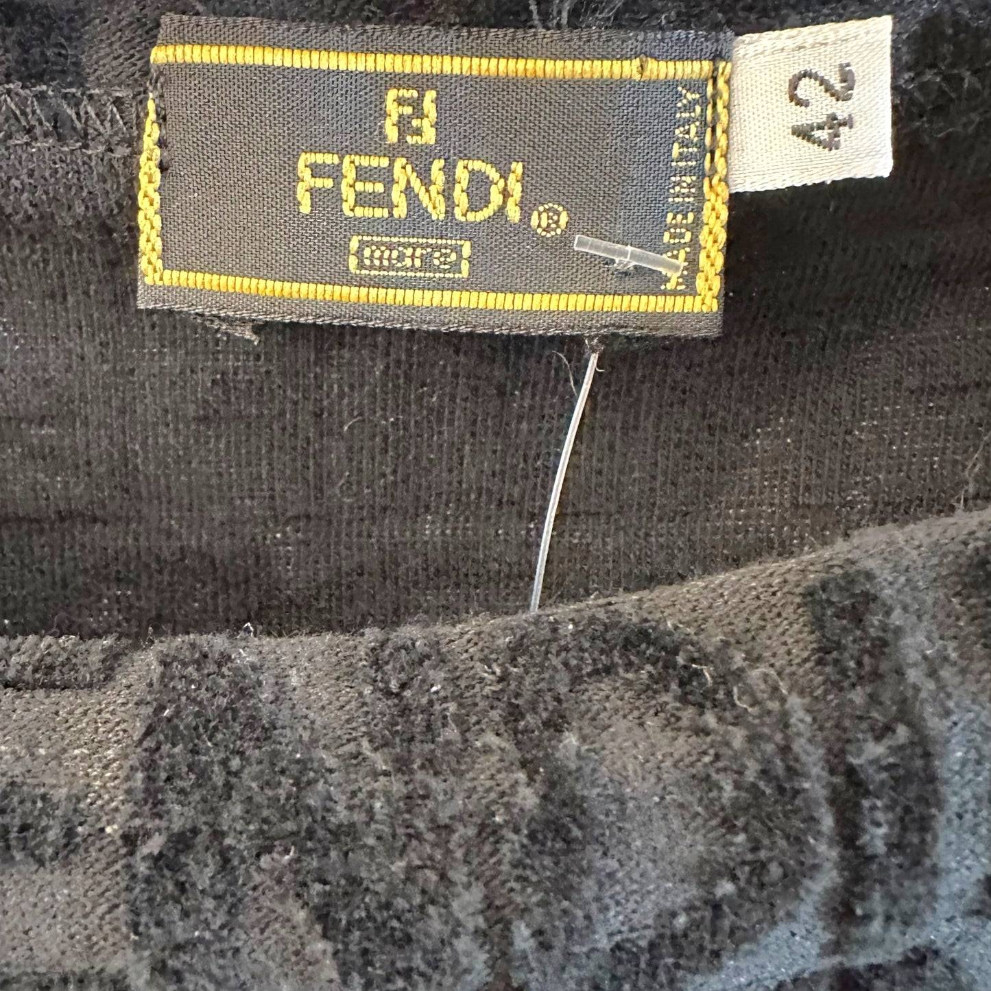 Fendi Black Terry Logo Tank Top Straight Neckline