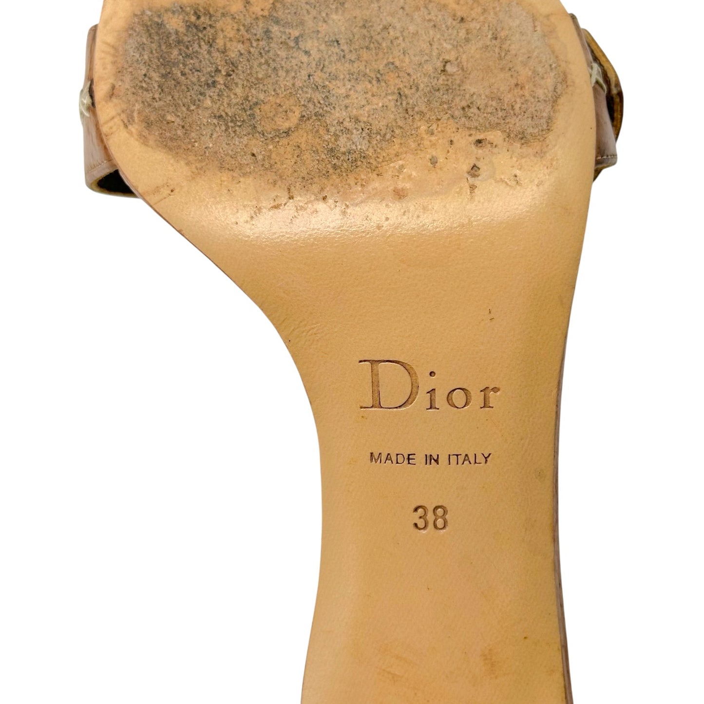 Christian Dior Tan Leather Heeled Mule Sandals