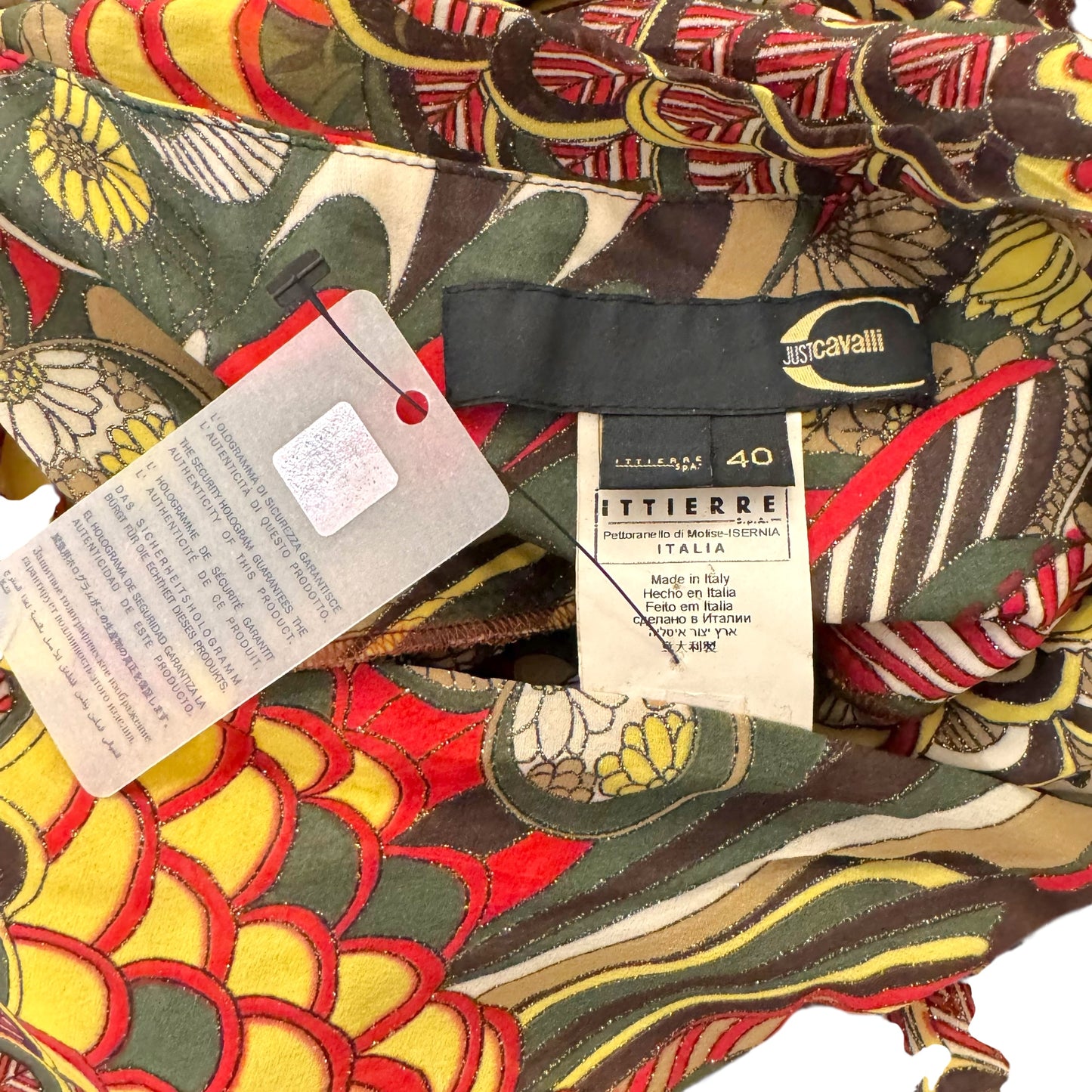 Just Cavalli Roberto Cavalli Metallic Ruffle Printed Midi Skirt - Outfit Repeater