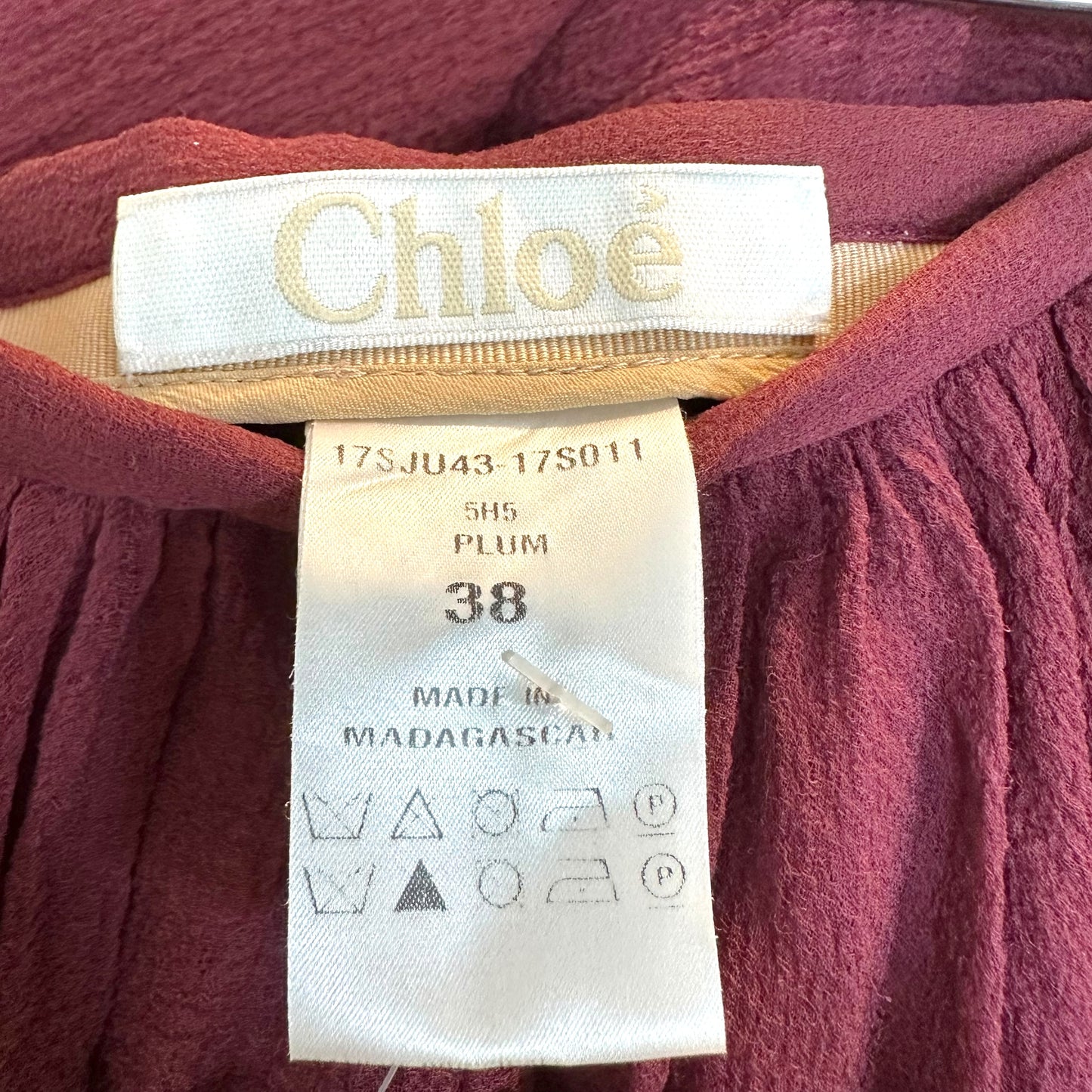 Chloe S/S 2017 Burgundy Silk Midi Skirt