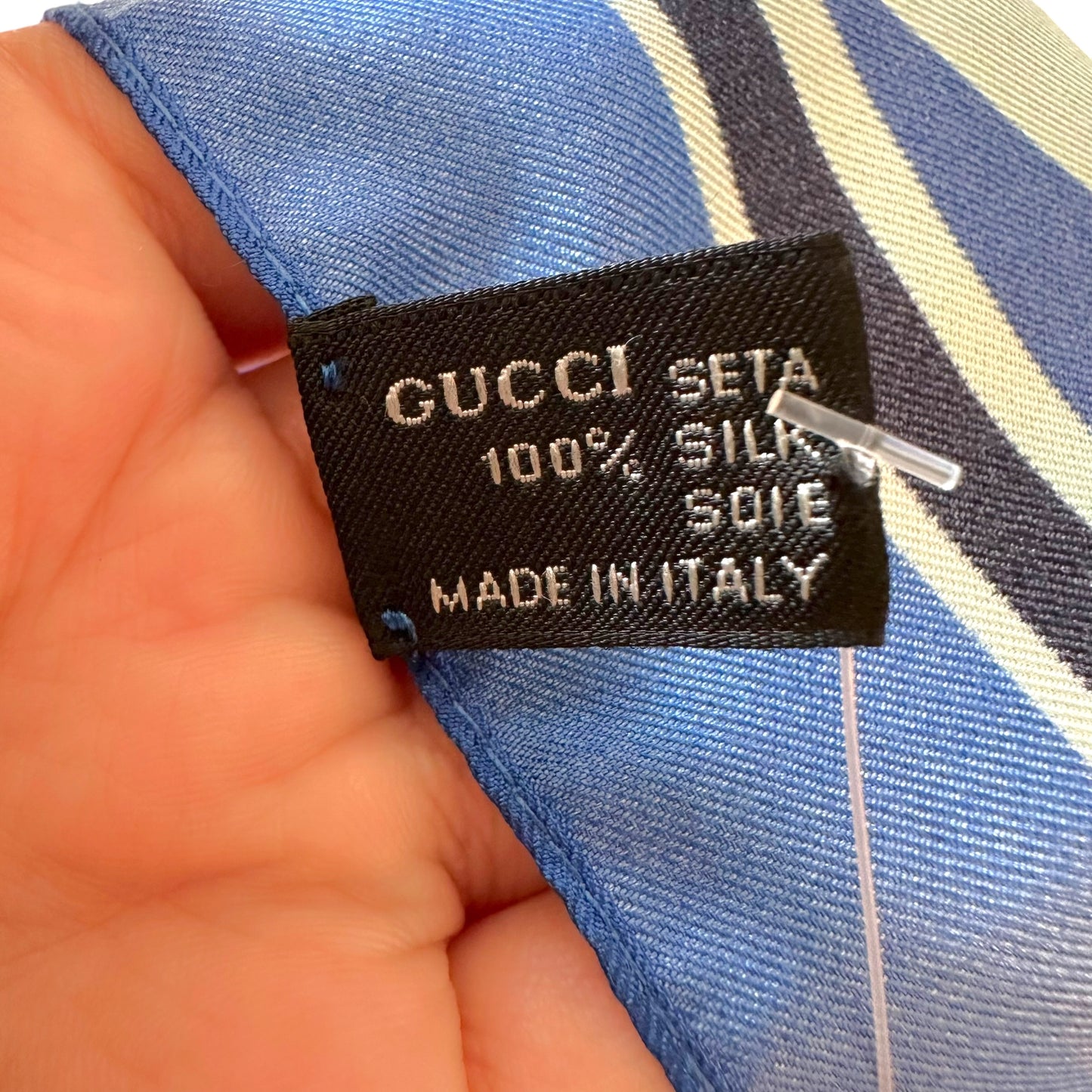 Gucci by Tom Ford Blue & Turquoise Silk Scarf Open-Back Halter Top