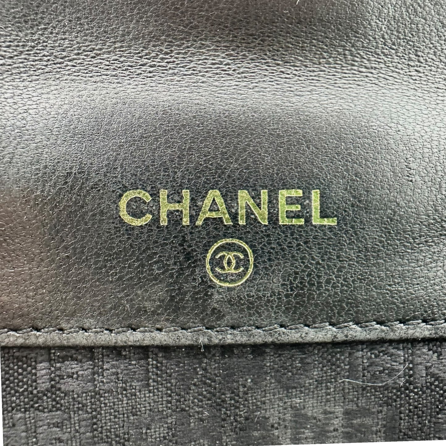 Chanel Black Leather Icon Wallet with Silver Logo Clasp