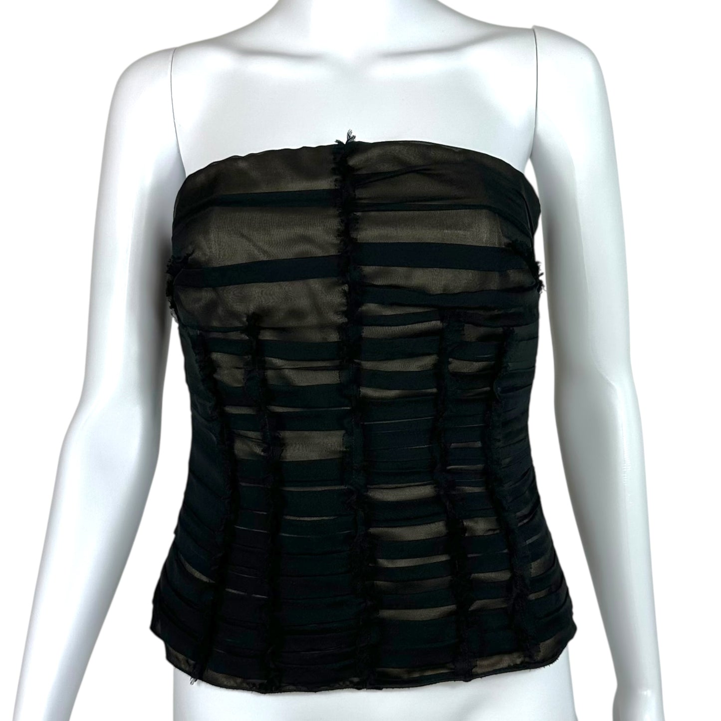 D&G Dolce & Gabbana Black Ruched Silk Corset