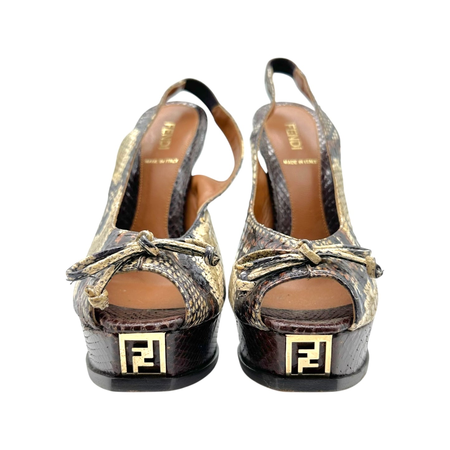 Fendi Python Peep-Toe Platform Heels