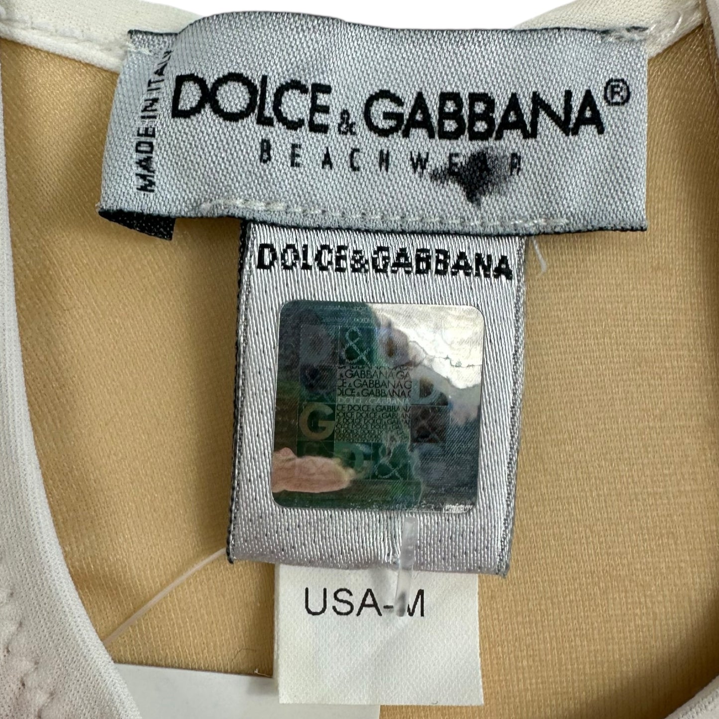 Dolce & Gabbana White Logo Cut-Out One-Piece Swimsuit
