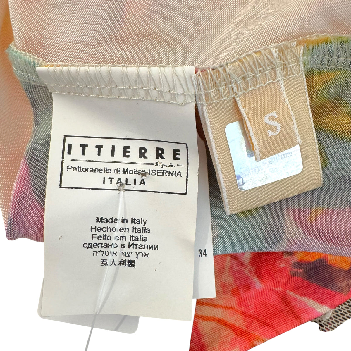 Galliano Multicolor Patterned Cowl Neck Cami Top