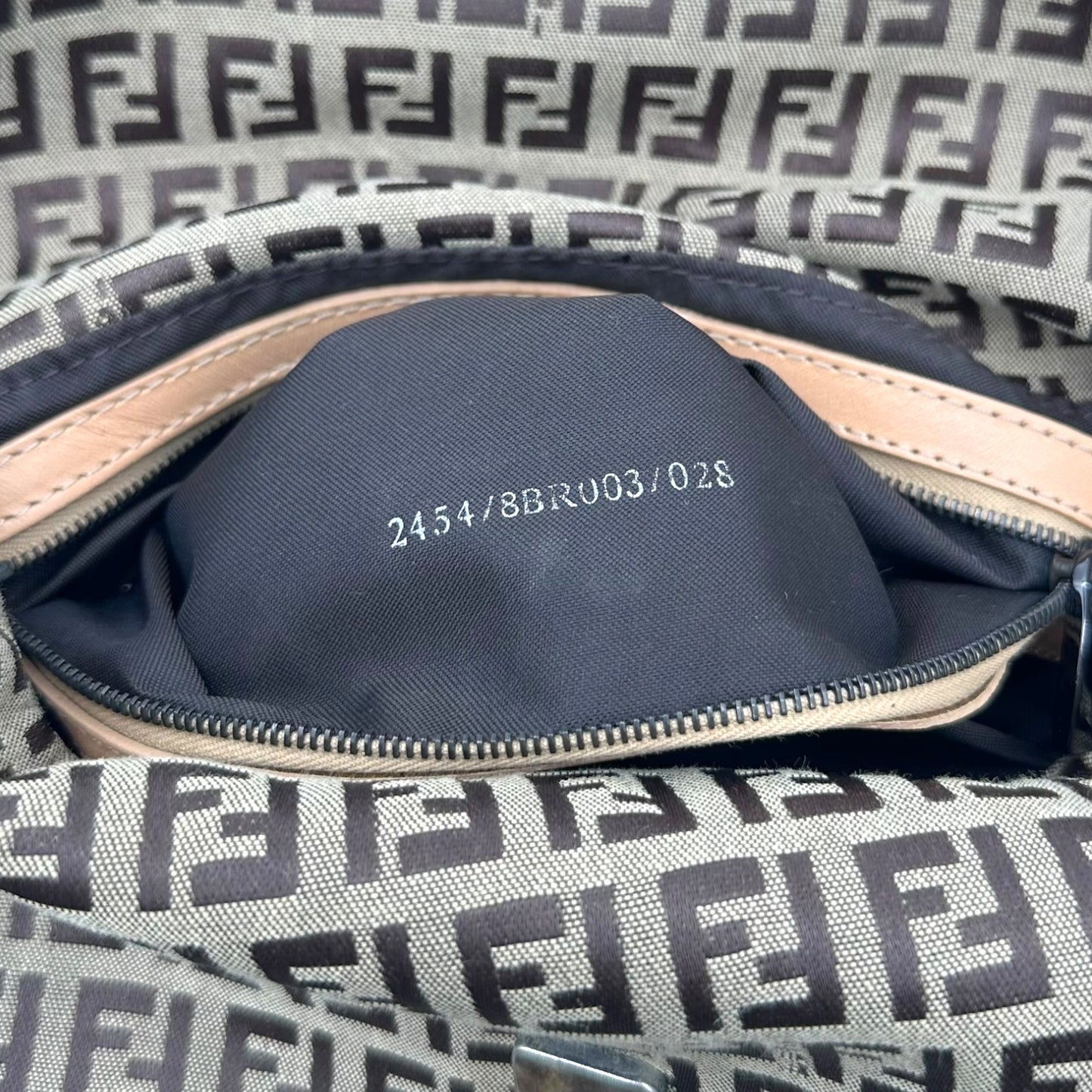 Fendi Tan Zucchio Fold-Over Baguette Bag